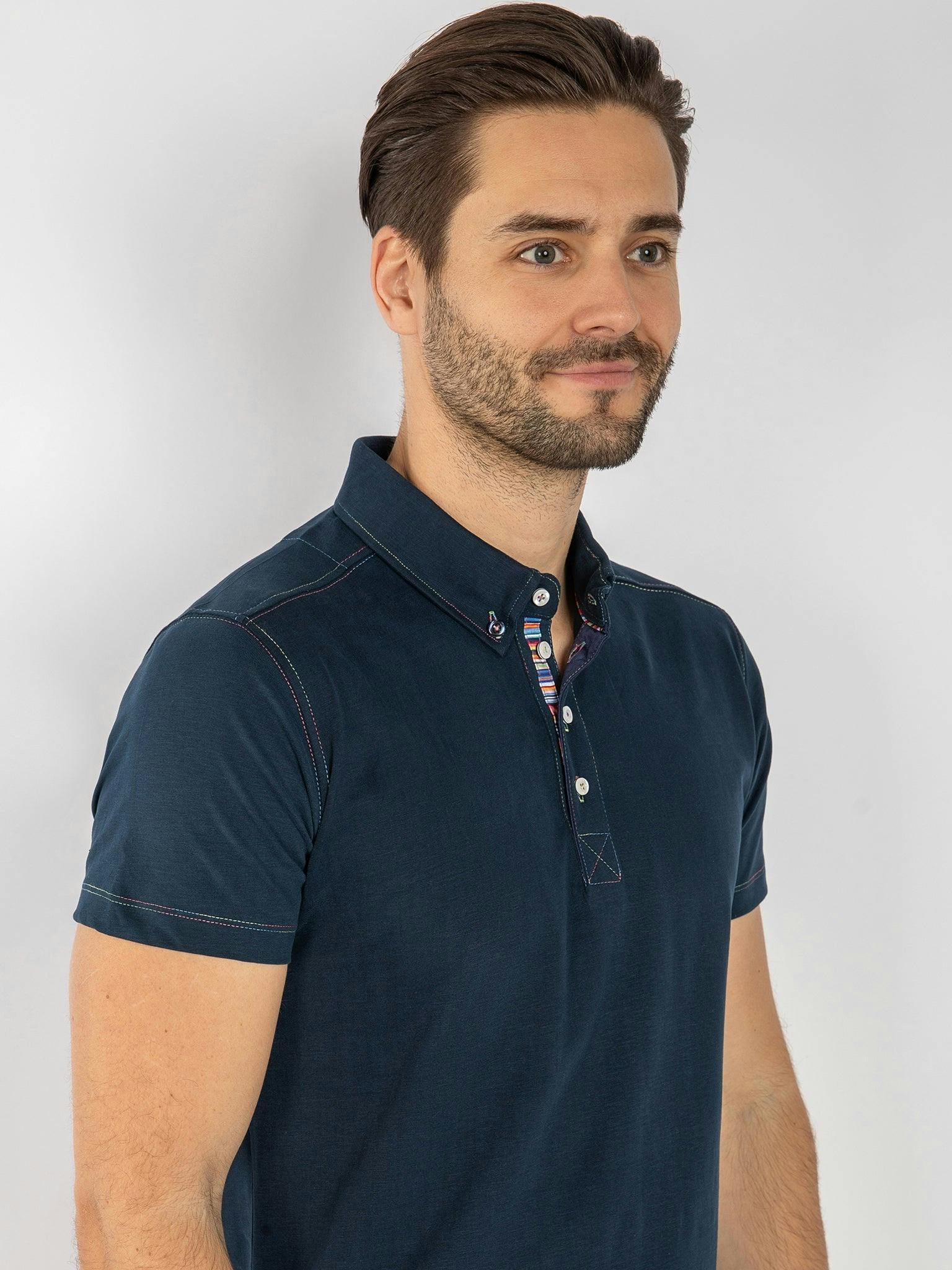 Claudio Lugli Men's Simple Polo Shirt - Navy - Xxl