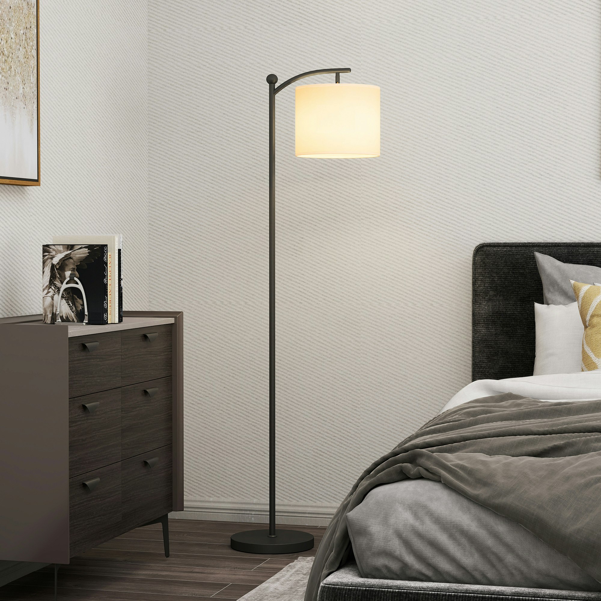 Rackhams Black Led Floor Lamp With Dimmable Colours Temperature & Brightness,