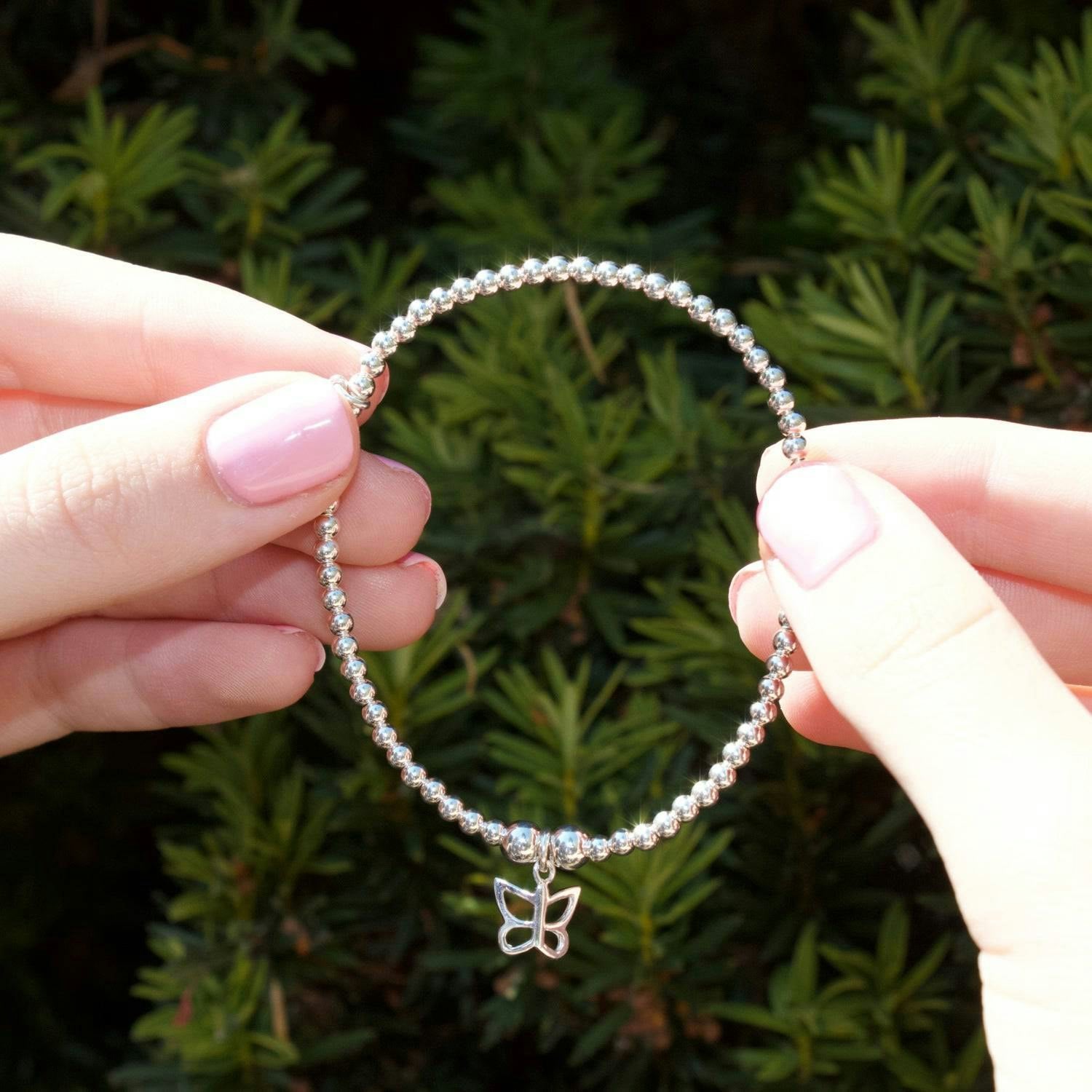 Mylee London Silver Butterfly On Ball Bead Bracelet - No - Child