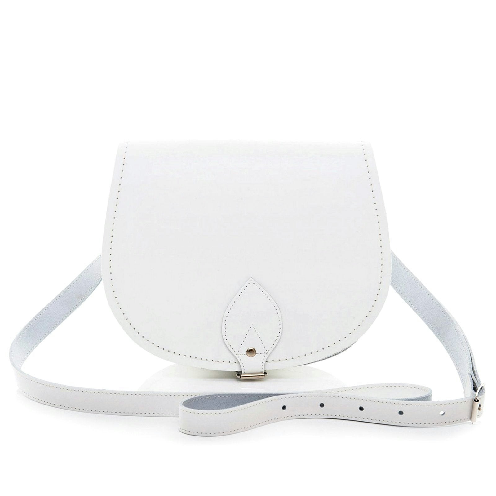 Zatchels White Handmade Leather Saddle Bag - Large