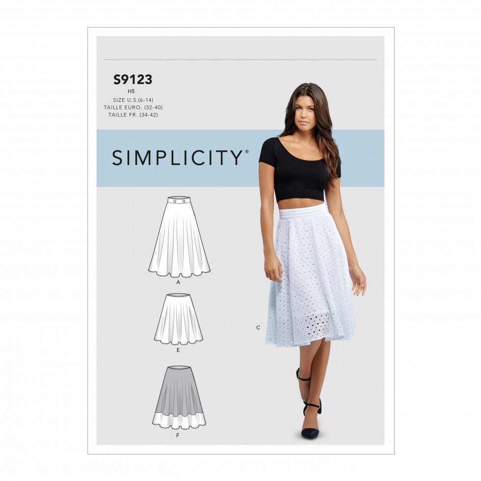 Simplicity Women's Sewing Pattern 9123, Skirts For H5 (6-8-10-12-14) - Intermediate - H5 (6-8-10-12-14)
