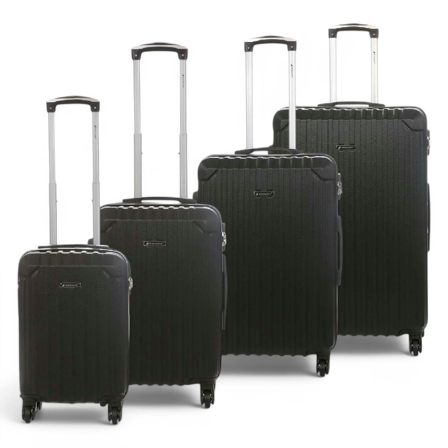 Snowball Black Hard Shell Abs 4 Wheels Luggage Travel Cabin Suitcase Set - Medium