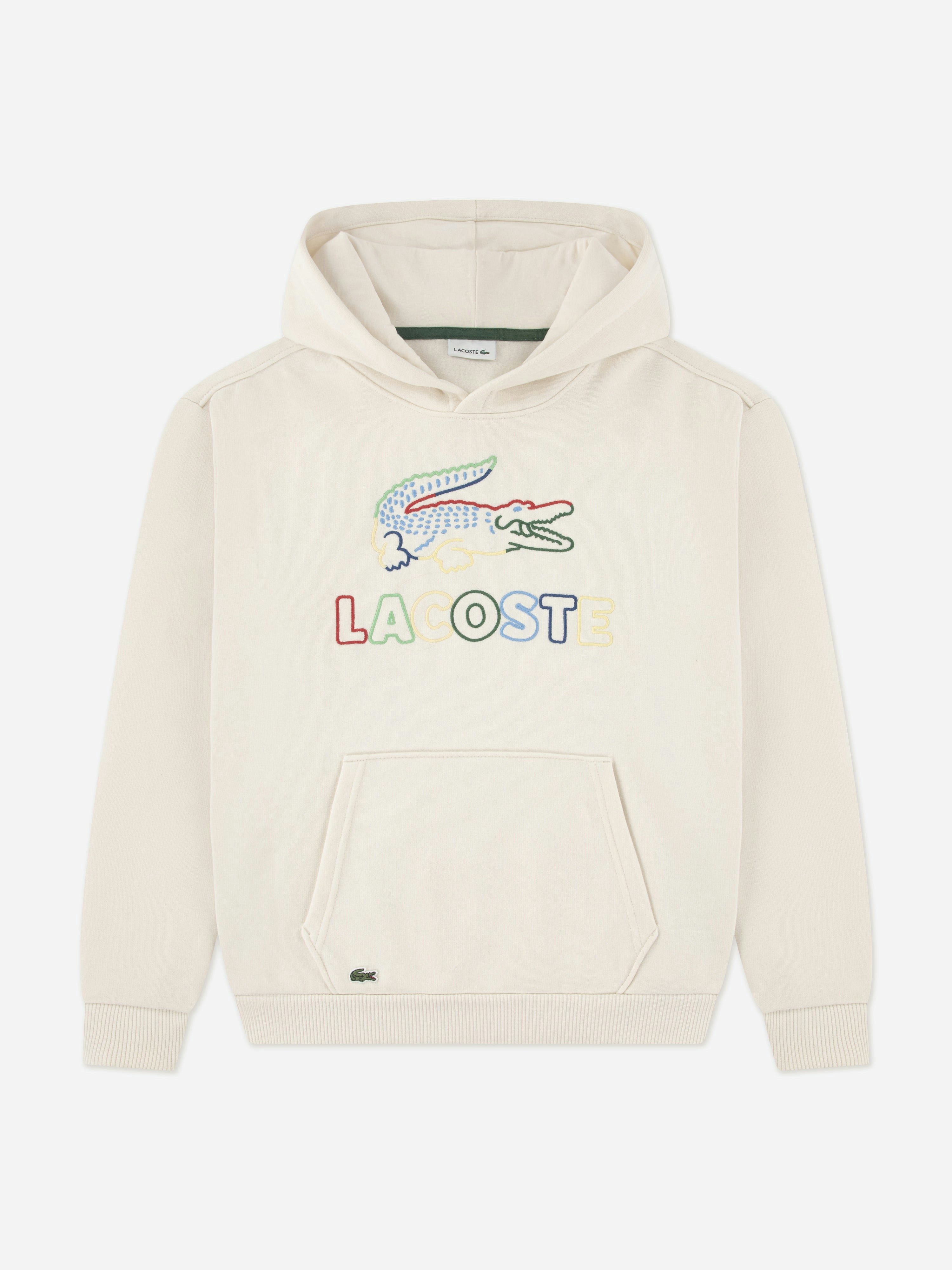 Lacoste Kids Boys Ivory Lacoste Graphic Core Hoodie In - Xl 16Yrs