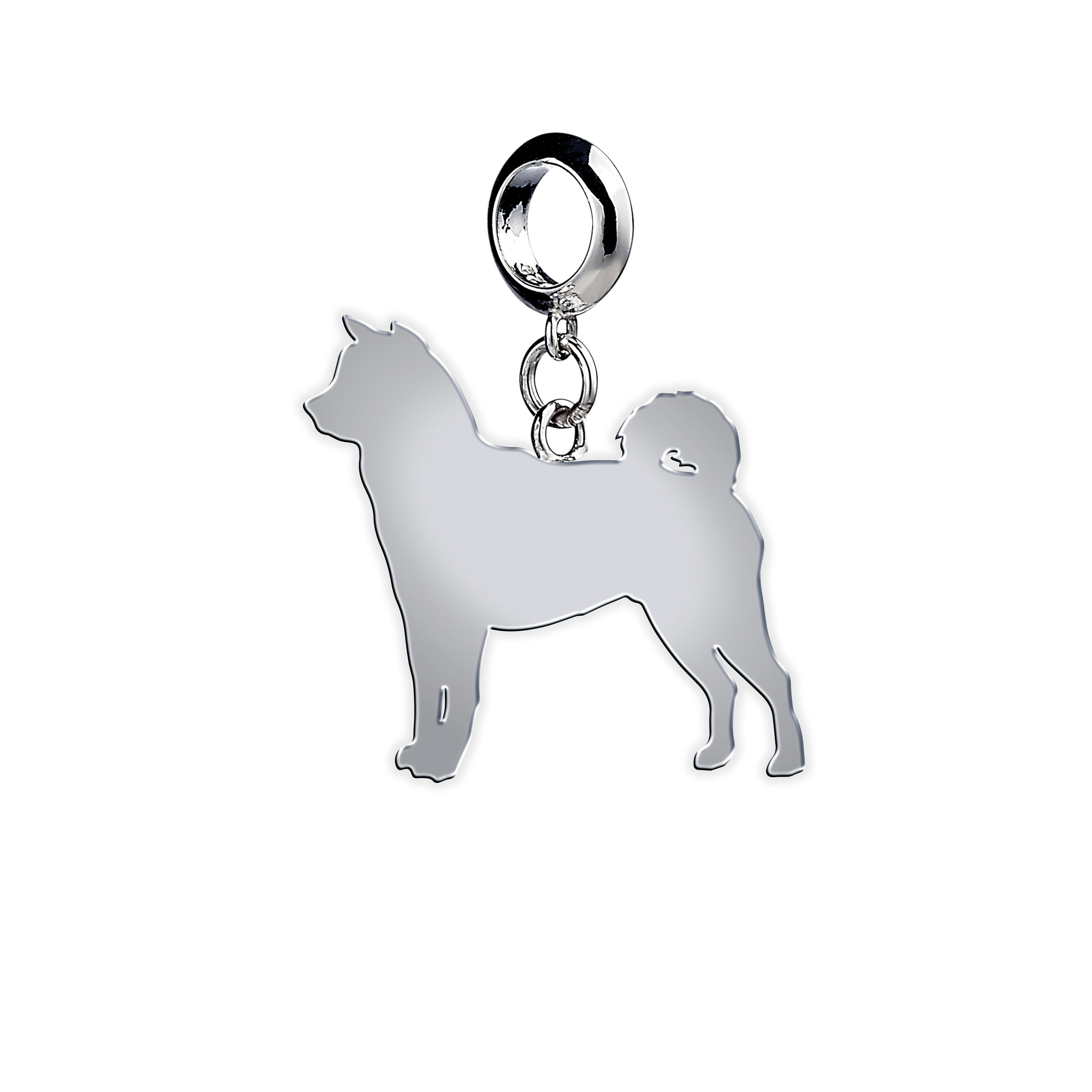 Mylee London Silver Akita Inu Silhouette Charm - Yes - Slider Charm