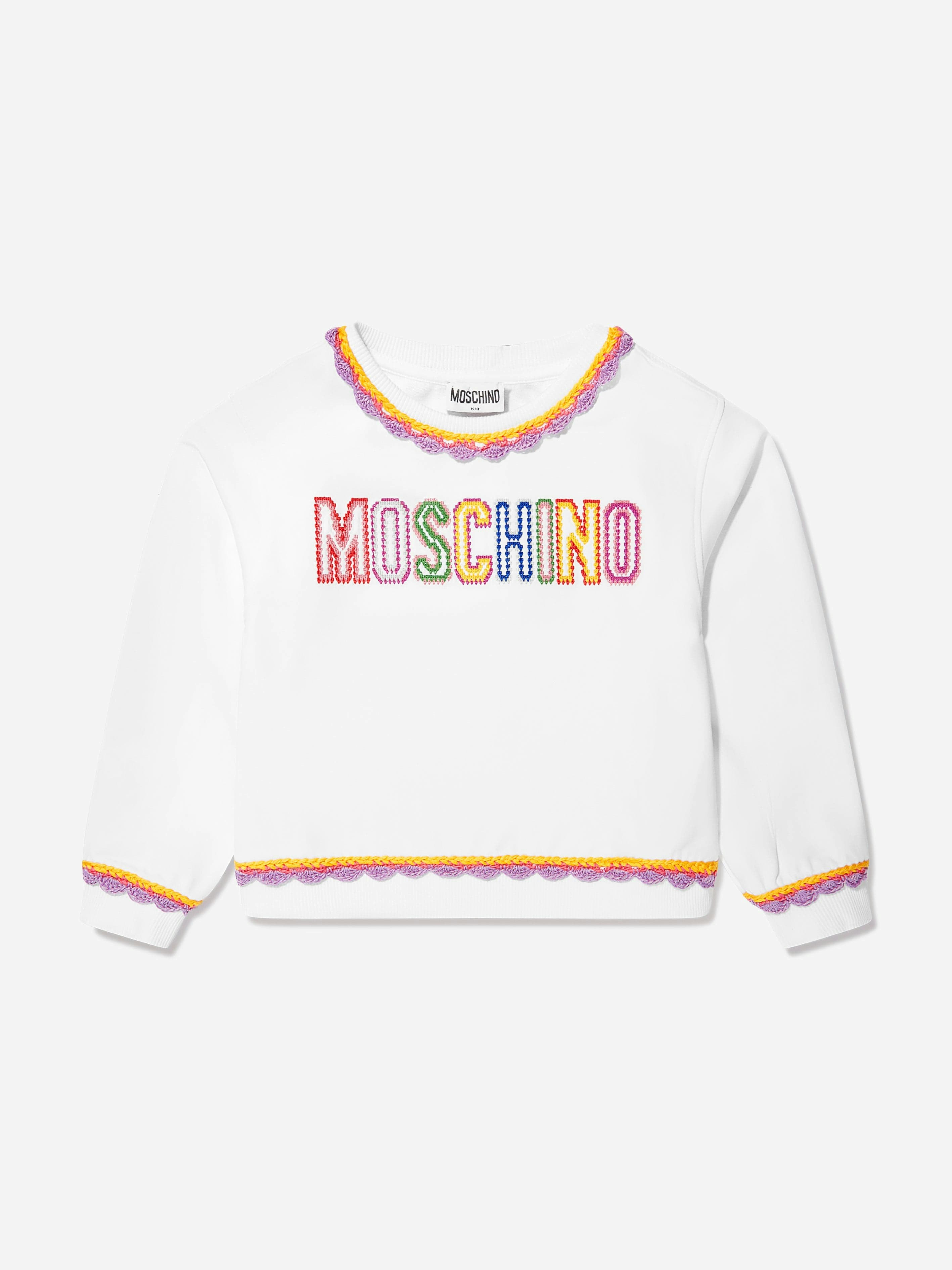 Moschino Kids Girls White Moschino Embroidered Logo Sweatshirt In - 12 Yrs
