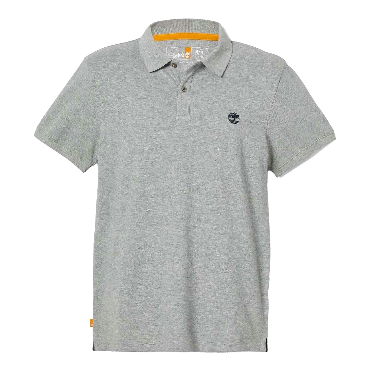 Timberland Men's Grey Oyster River Logo Short-Sleeved Polo Shirt - S - 100% Cotton