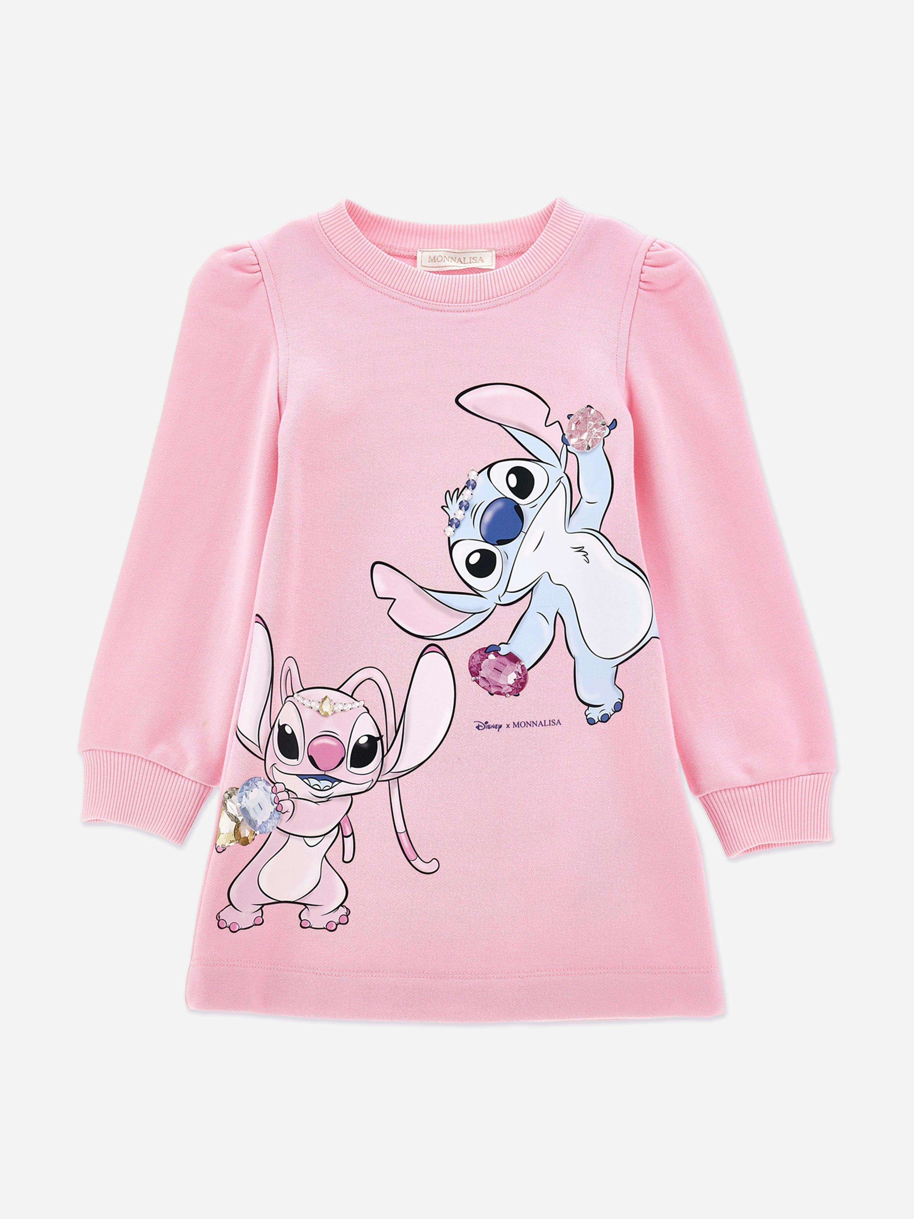 Monnalisa Girls Pink Stitch And Angel Sweater Dress In - 2 Yrs
