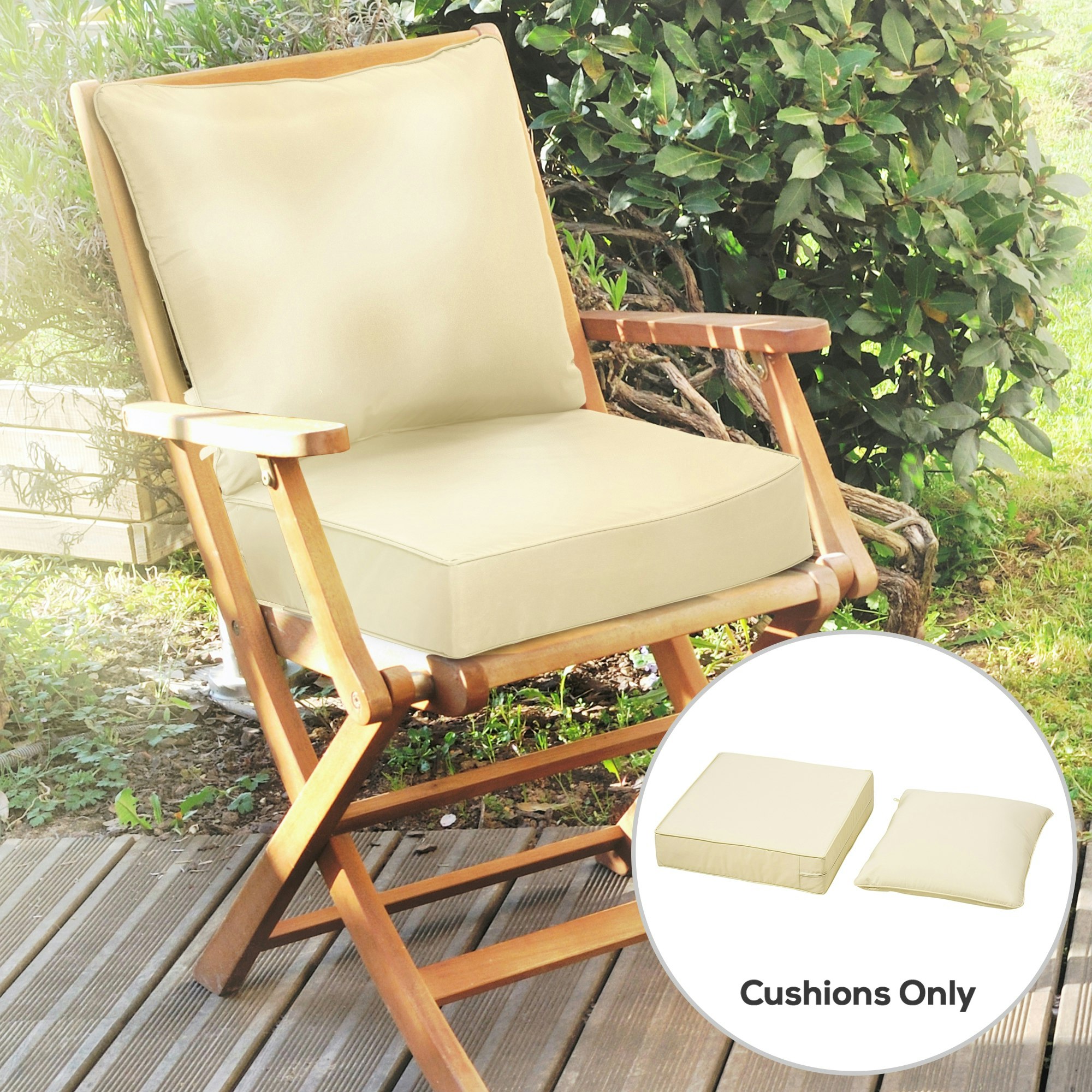 Rackhams Beige Outdoor Seat And Back Cushion Set, Deep Seating Chair Cushion,