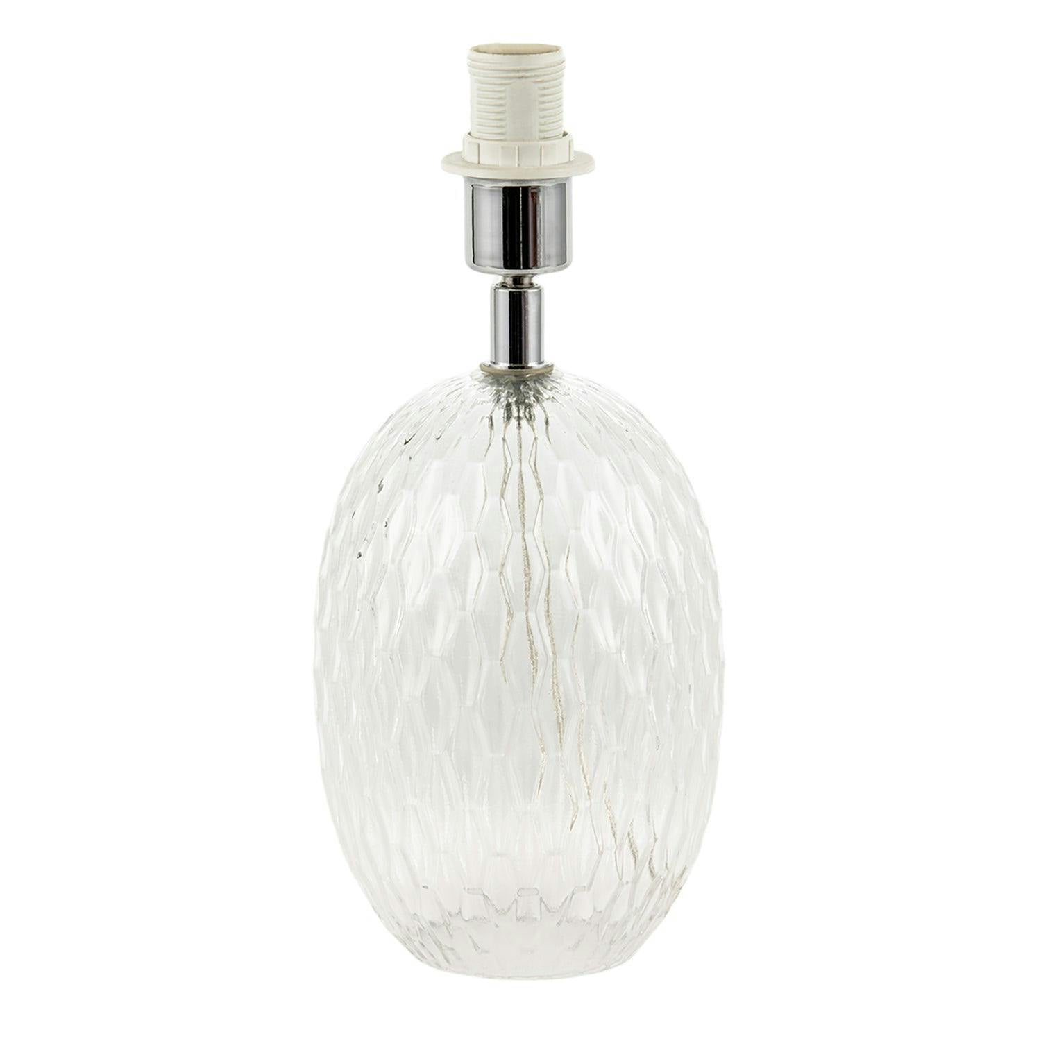 Rackhams Light Elegant Clear Glass Table Lamp Base With Textured Diamond Cut Pattern