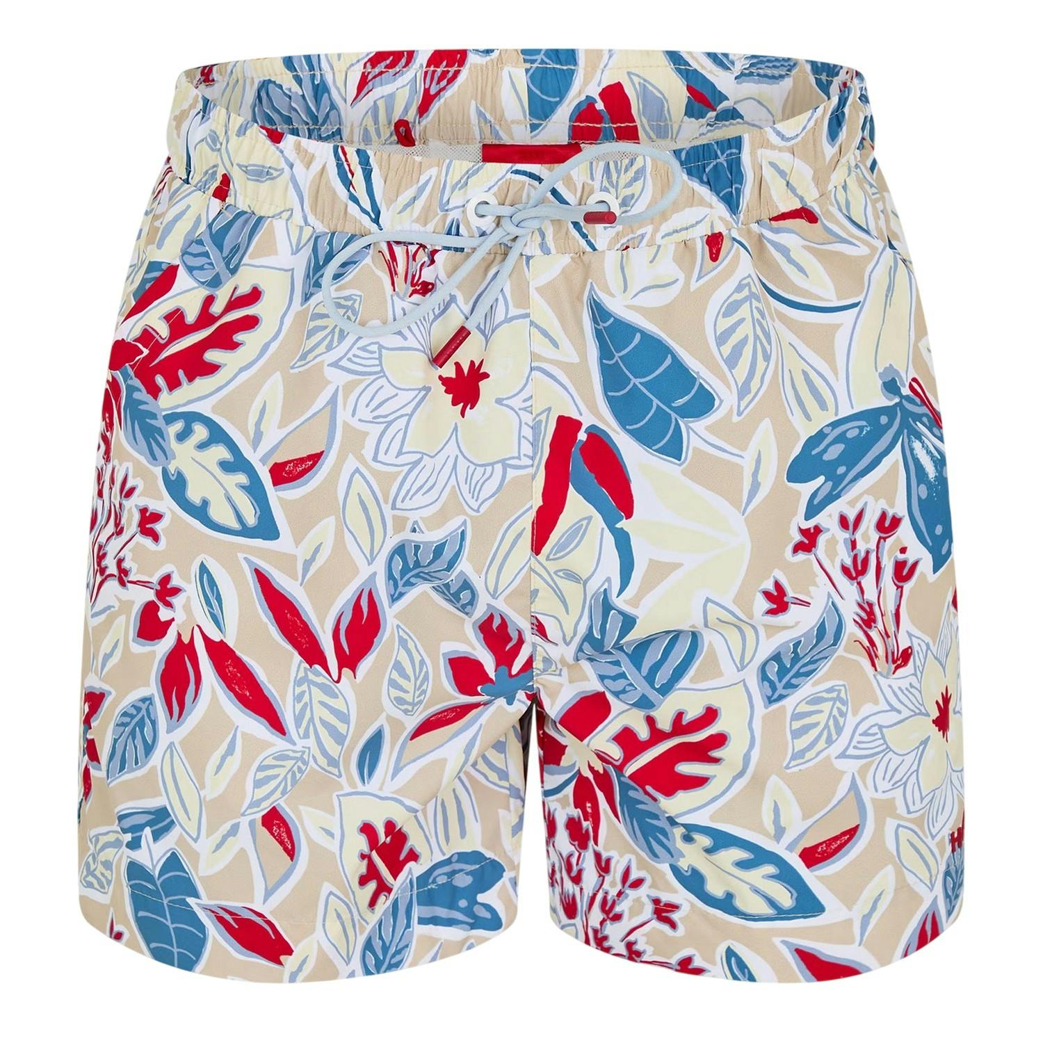 Hugo Boss Men's White Floral Pattern Regular Swim Shorts - S - 100% Mixed