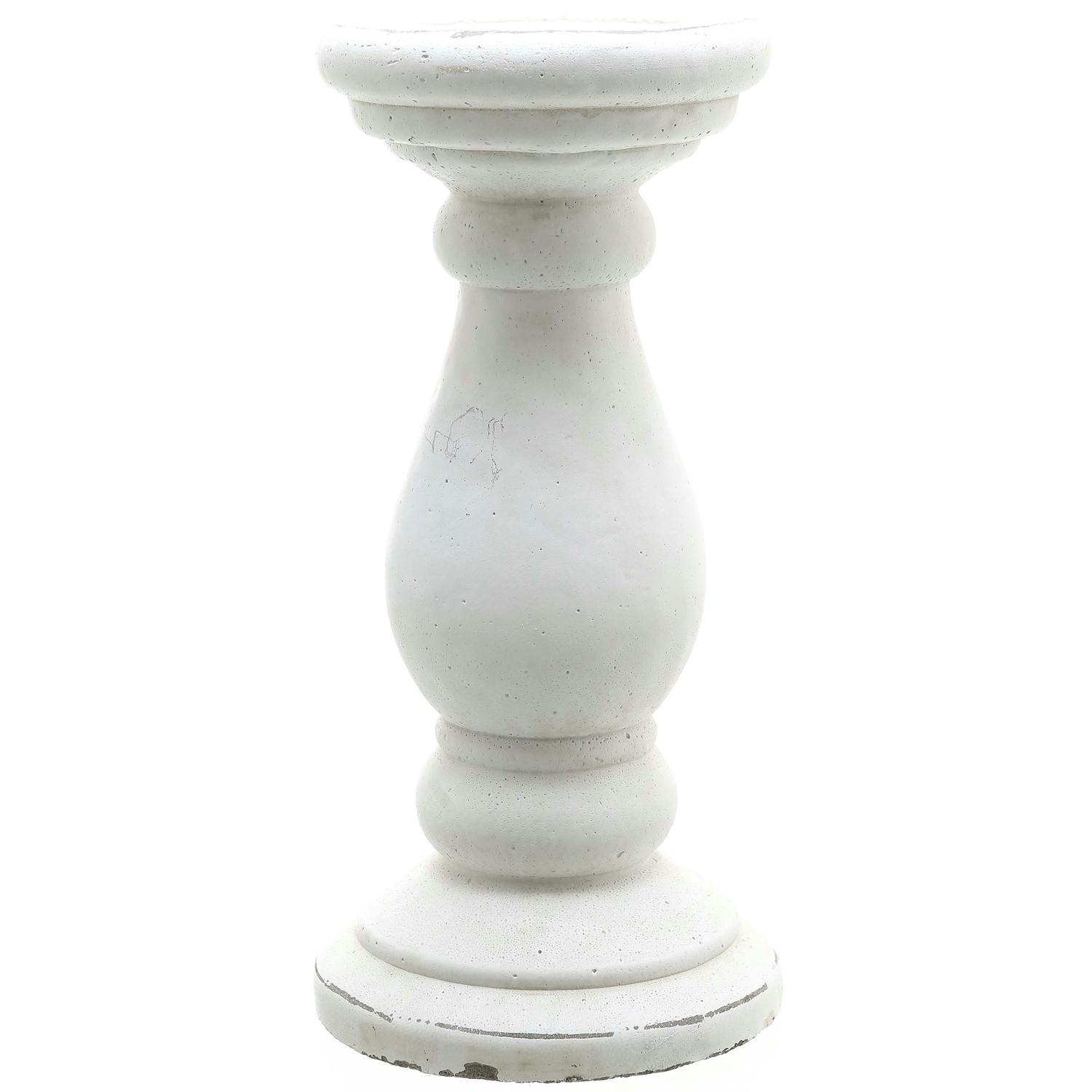 Hill Interiors White Ceramic Matte Candle Holder - 38Cm X 18Cm X 18Cm - 100% Mixed