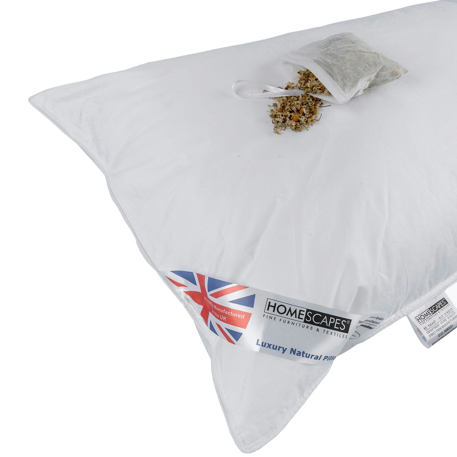 Homescapes White Goose Feather And Down Camomile Pillow With Dried Camomile Insert