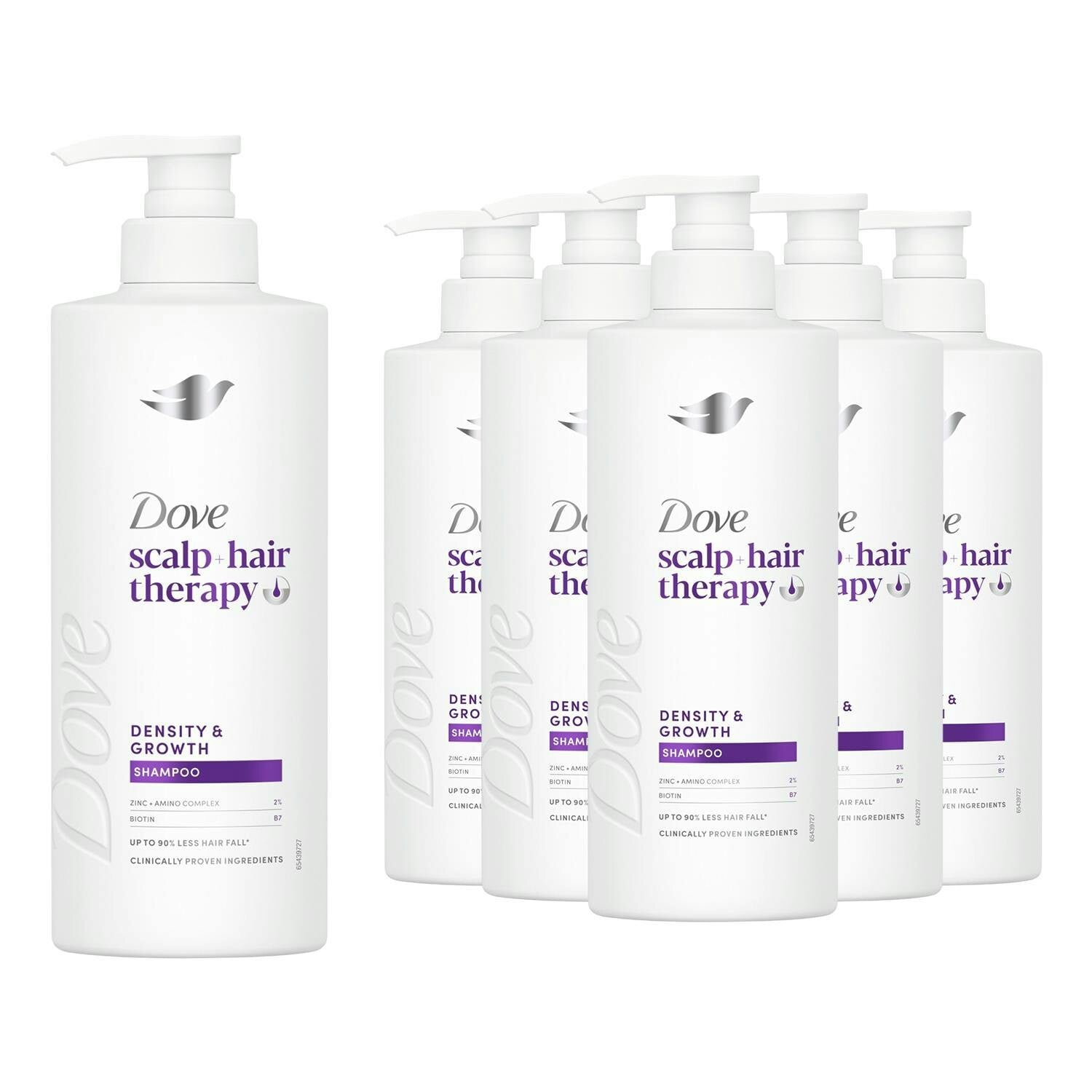 Dove Scalp+ Hair Therapy Density & Growth Shampoo 6X400ml, Biotin & Zinc - Image 4