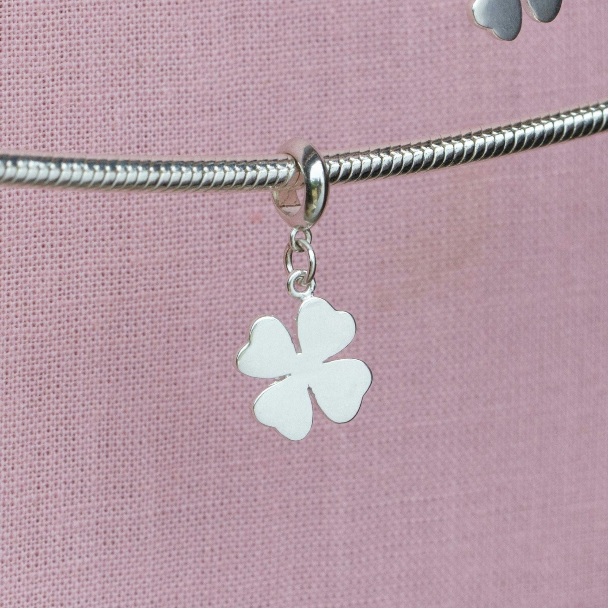 Mylee London Silver Sterling Four Leaf Clover Charm - Yes - Slider Charm