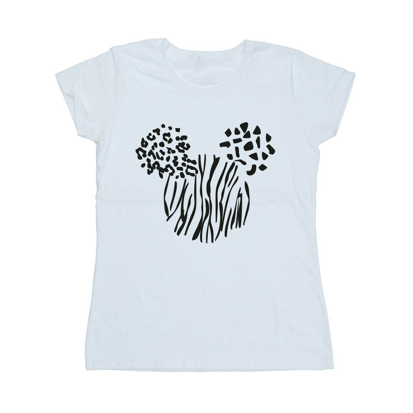 Disney Women's White / Mickey Mouse Animal Cotton T-Shirt - Xxl