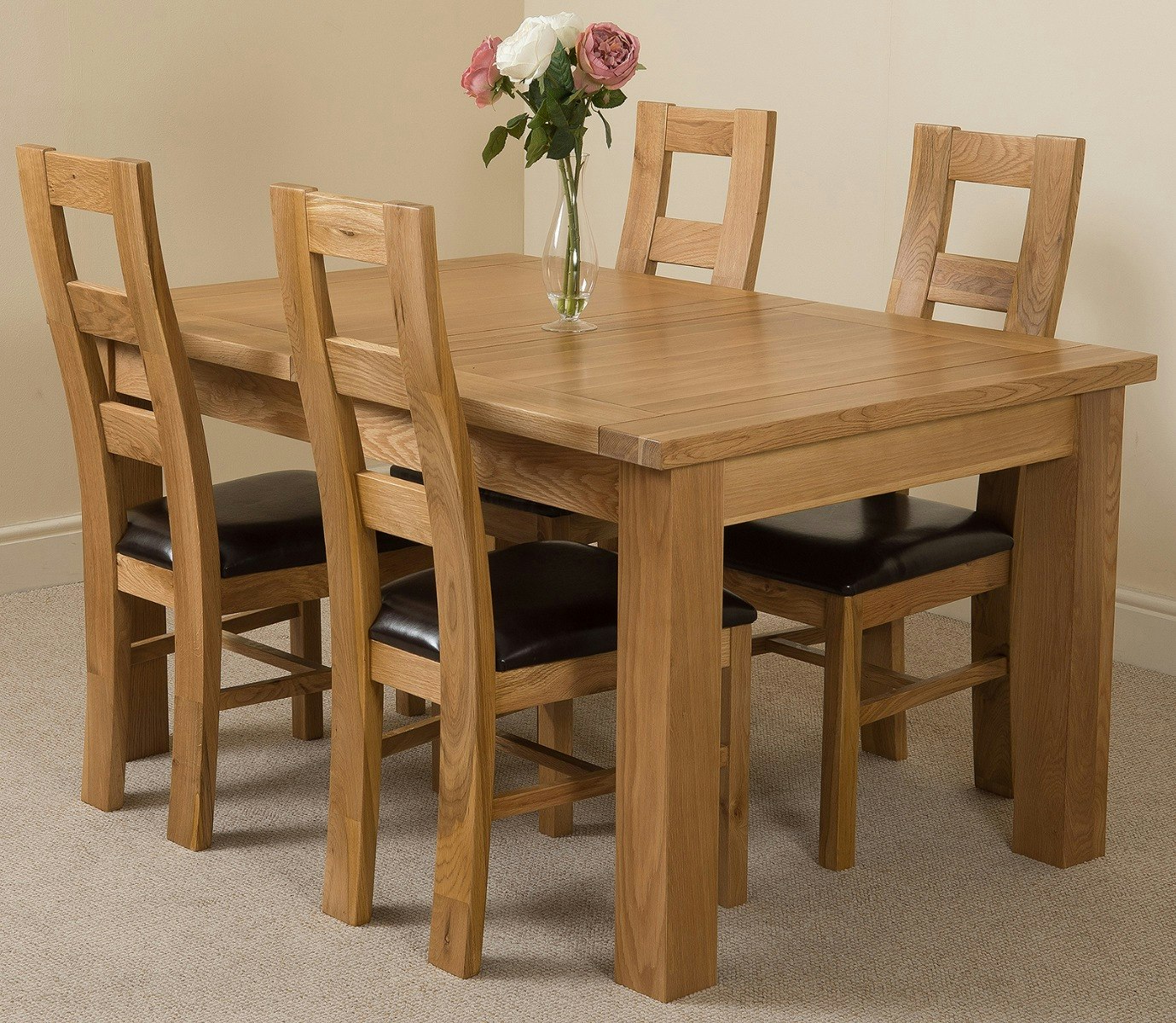 Rackhams Grain Seattle Oak Extending Dining Table With Yale Oak Chairs - Natural Oak - 4 Chairs