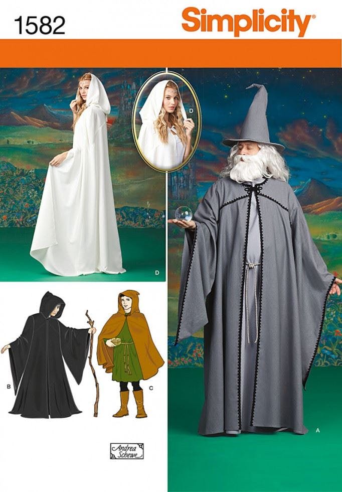 Simplicity Men's Sewing Pattern 1582, Capes, Costumes For Teenagers, Wo, Xs-S-M-L-Xl - Intermediate - Xs-S-M-L-Xl