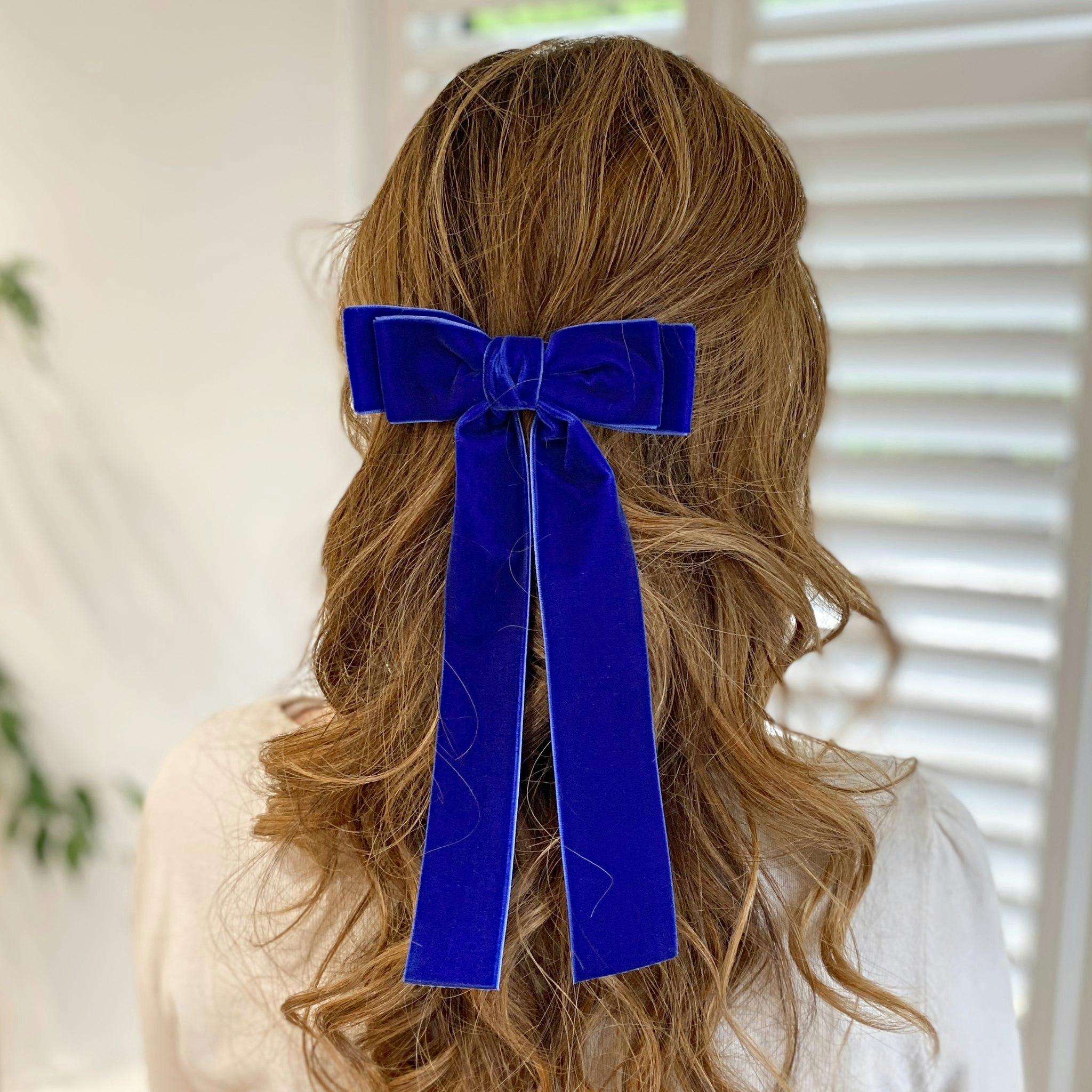 Queenmee Accessories Blue Velvet Hair Bow Royal Hair Clip Alligator Clip