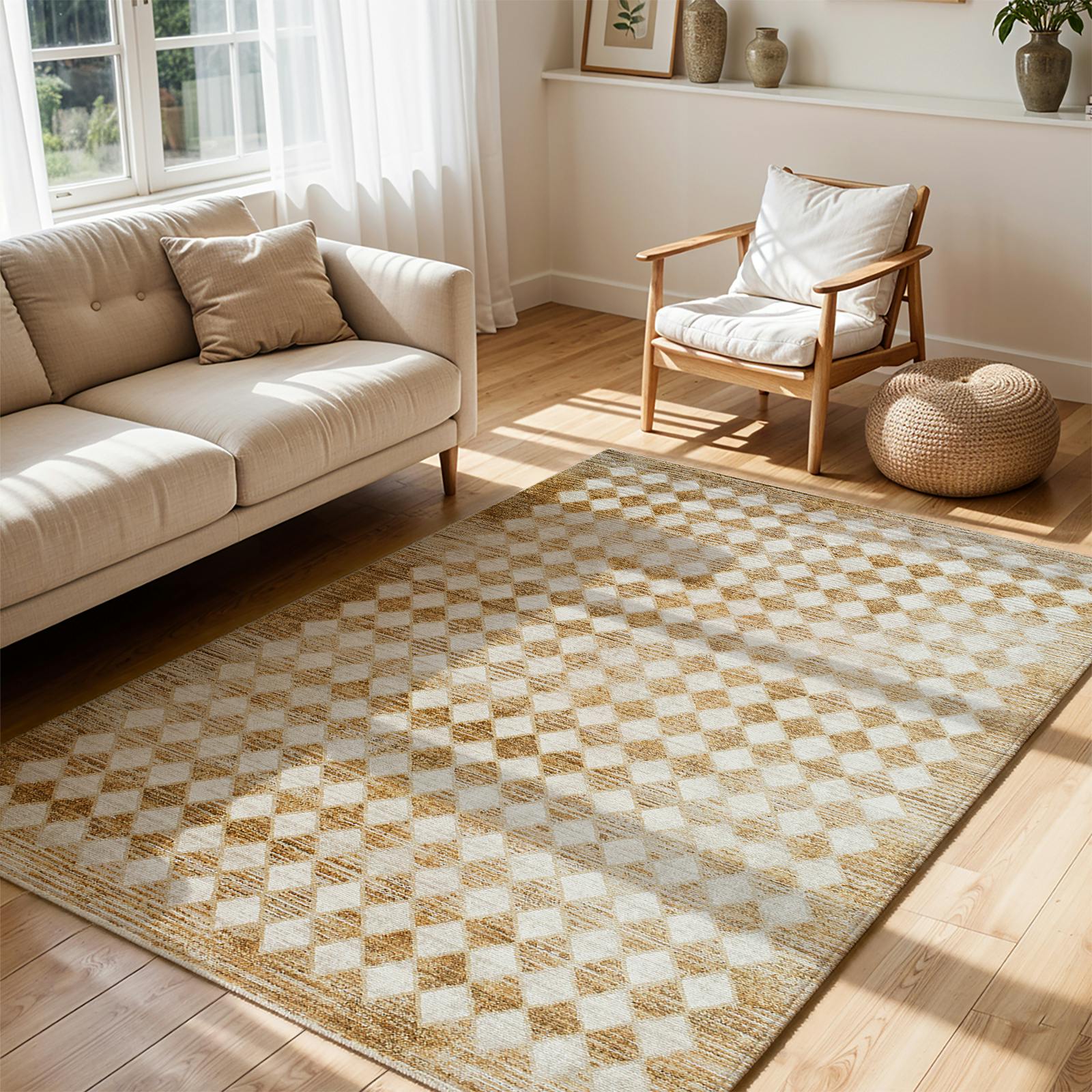 Livabliss Brown/Cream Galey Alix Myrtle Avenue-Geometric Taupe Diamond Pattern Fringe Rug - 200 X 275 Cm