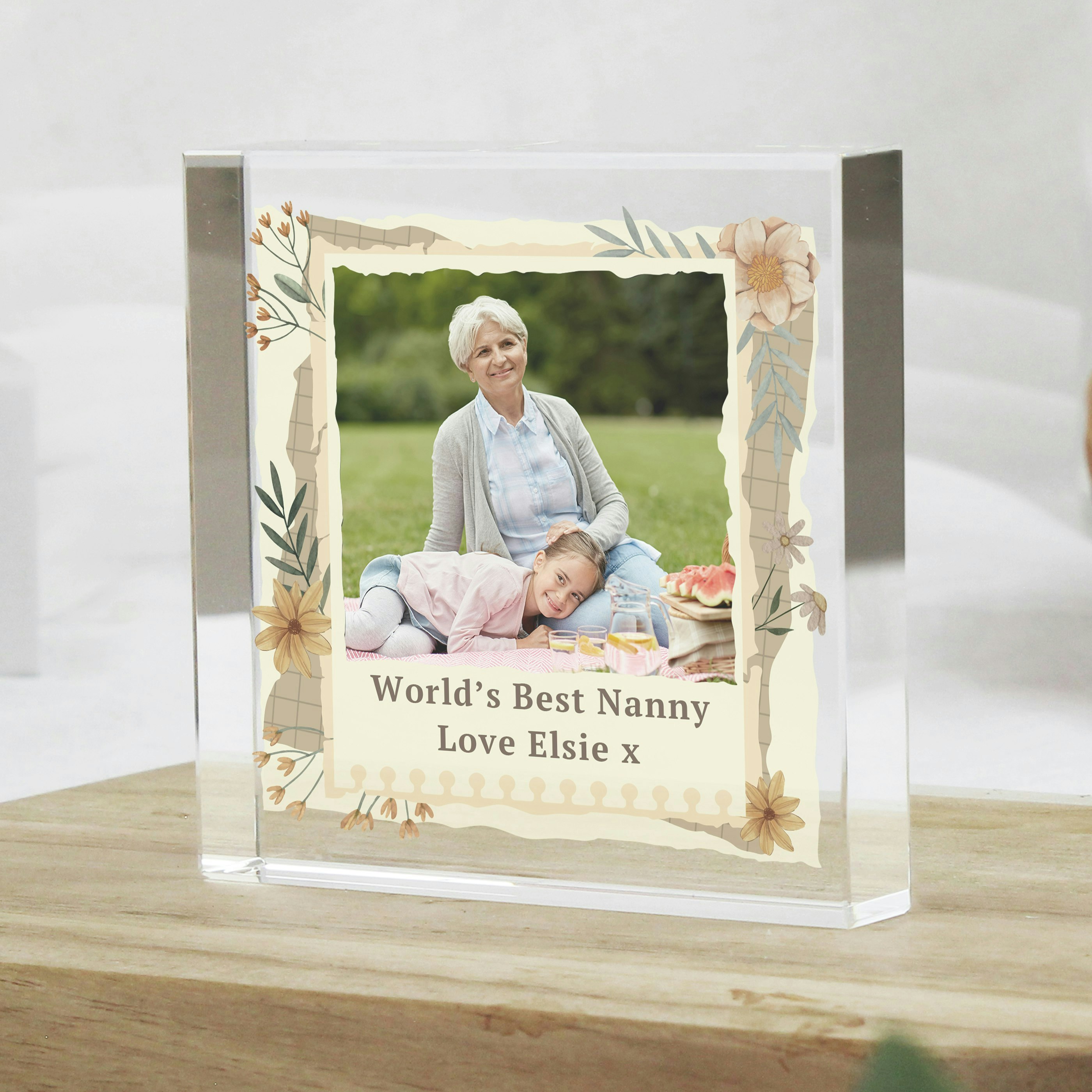 Personalised Memento Company Personalised Wild Flowers Photo Upload Small Crystal Token