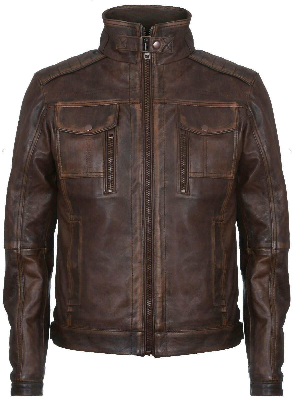 Infinity Leather Men's Brown Vintage Leather Biker Jacket-Cape Town - Uk 3XL | Eu 56 | Us 46 - Image 3