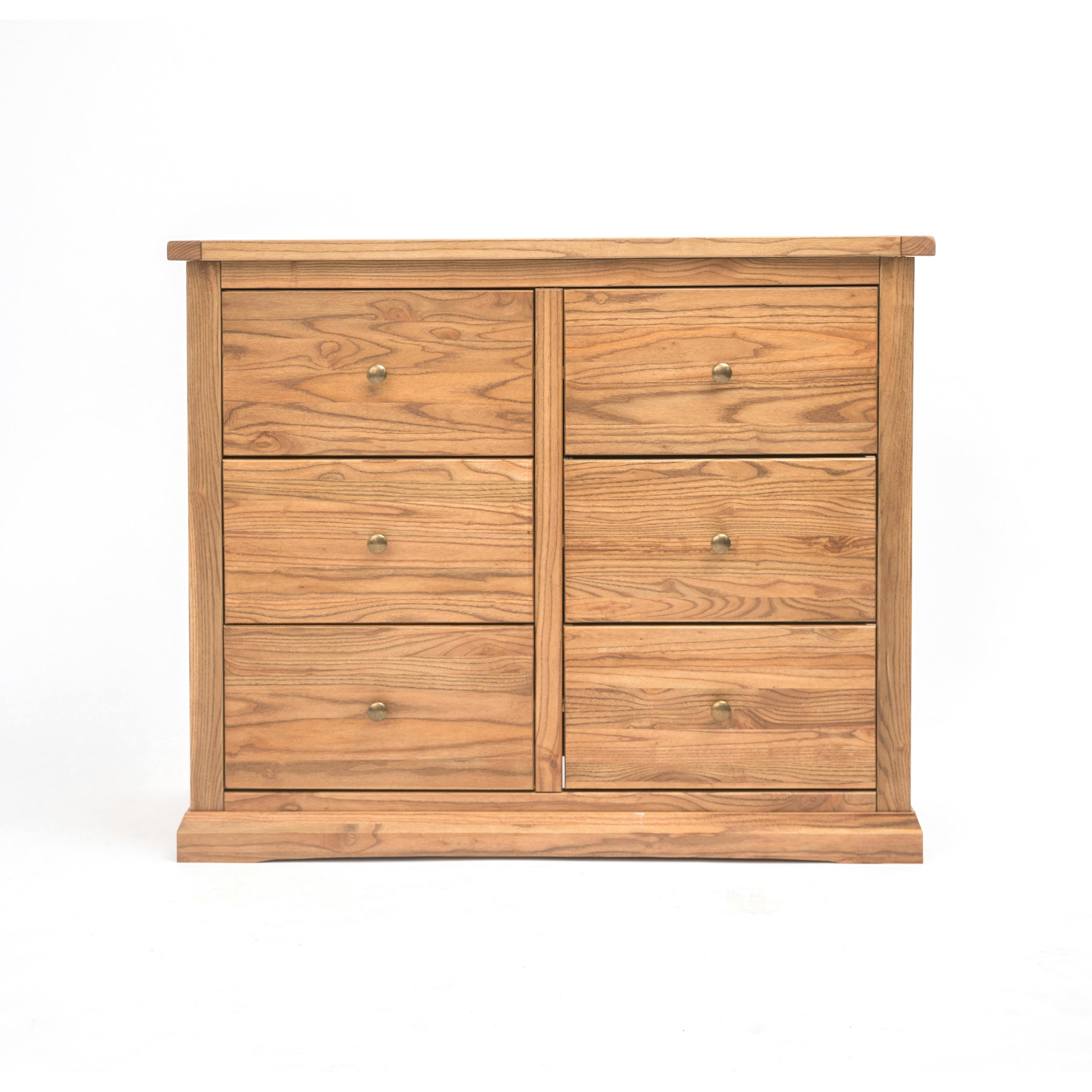 Rackhams Light Salerno 6 Drawer Chest Of Drawers Brass Knob - Natural