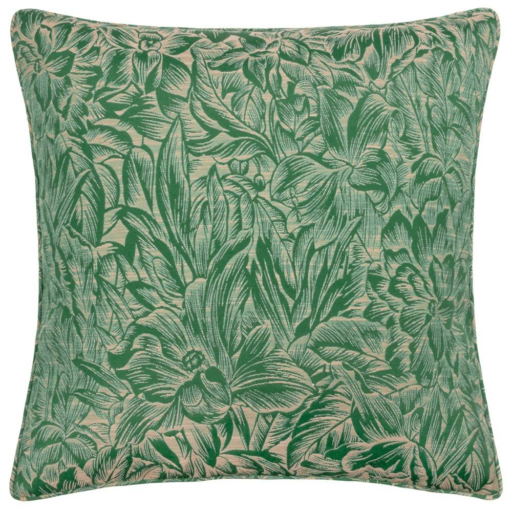 Wylder Nature Grantley Jacquard Piped Cushion Cover - Emerald - 50Cm X 50Cm - Emerald - 100% Polyester