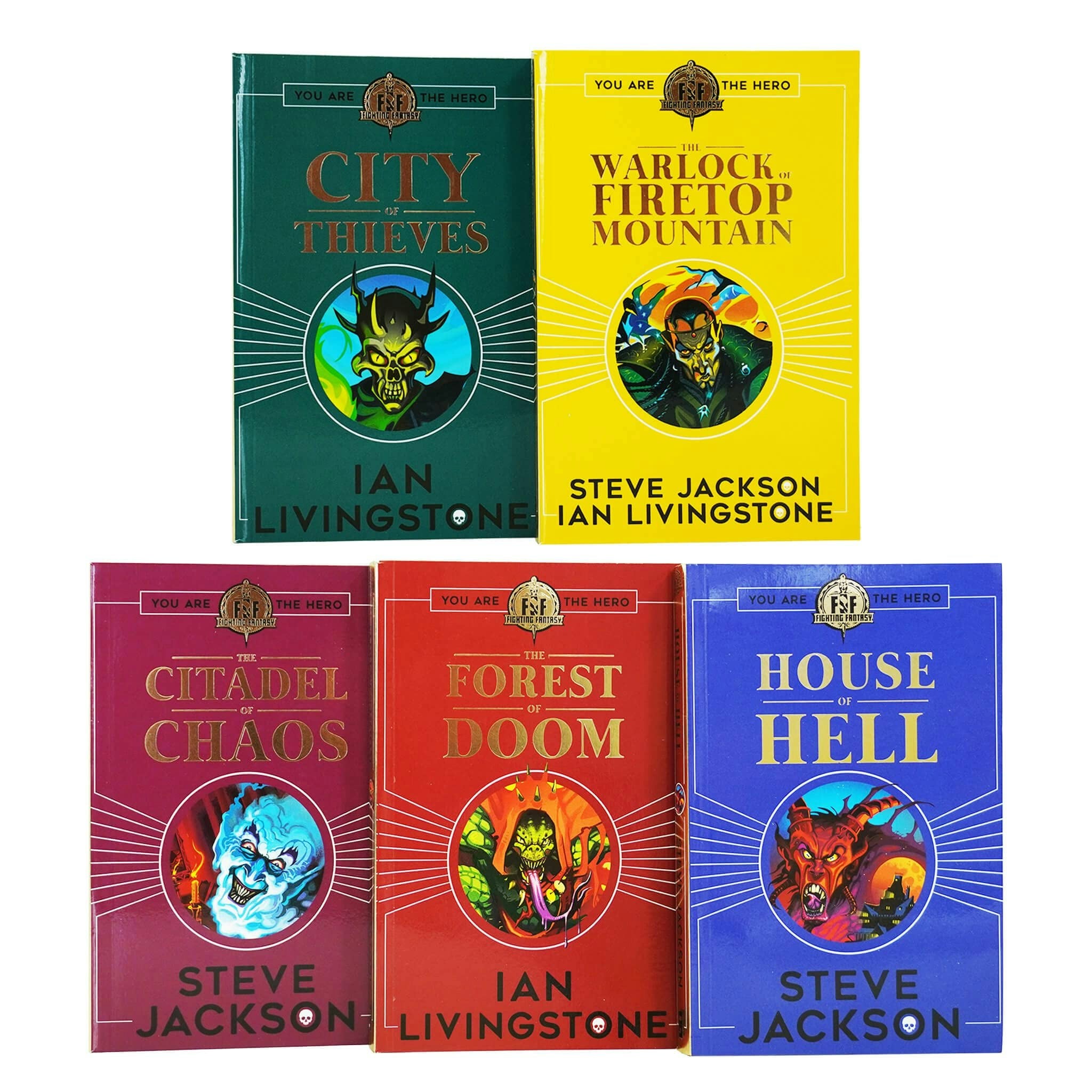 Scholastic Dark Fighting Fantasy Rpg Books 1-5 Set, The Warlock Of Firetop Mountain, City Of Thieves & More