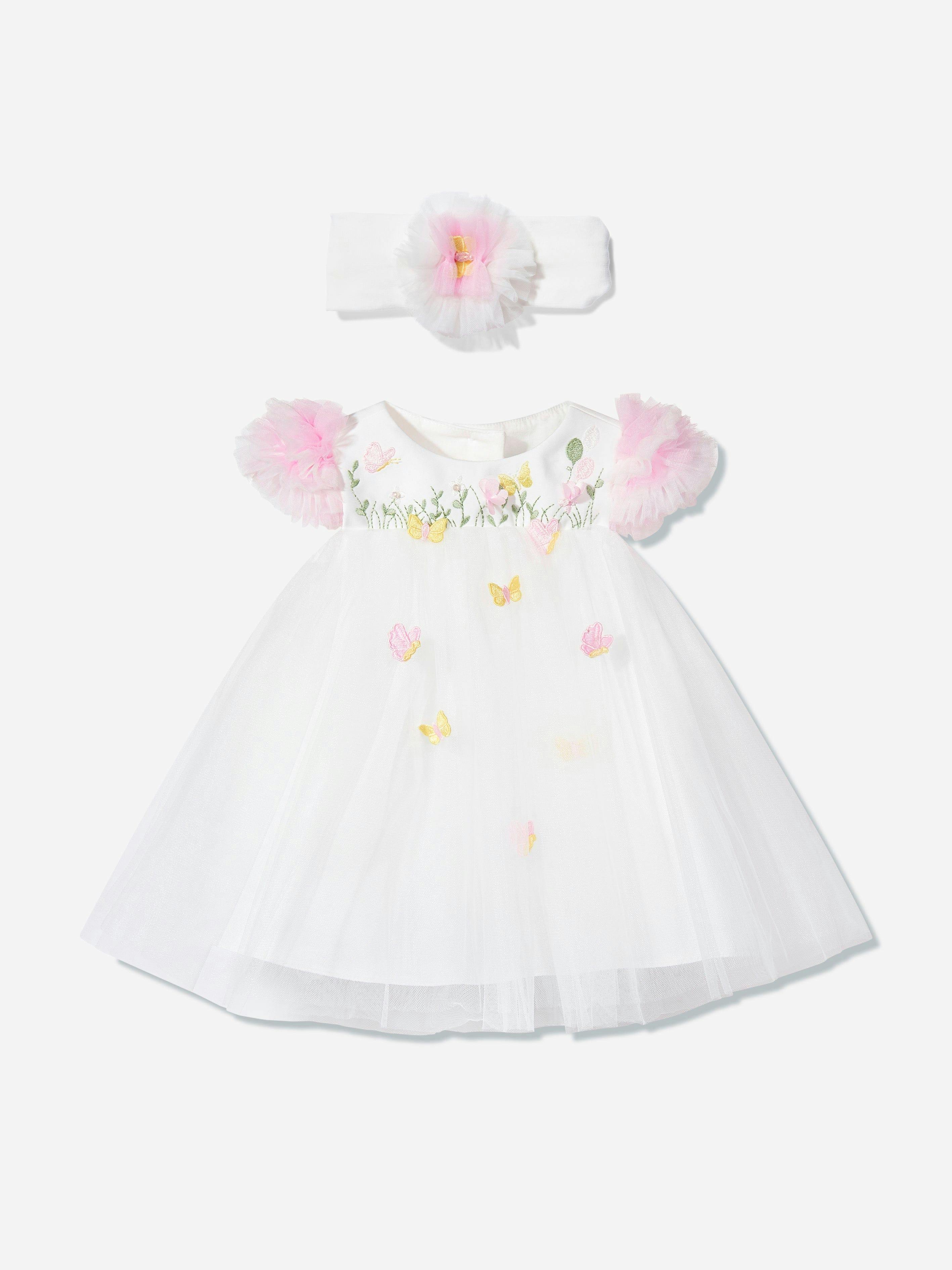Dress & Fleur Women's Ivory Baby Girls Occasion Dress With Headband In - 24 Months