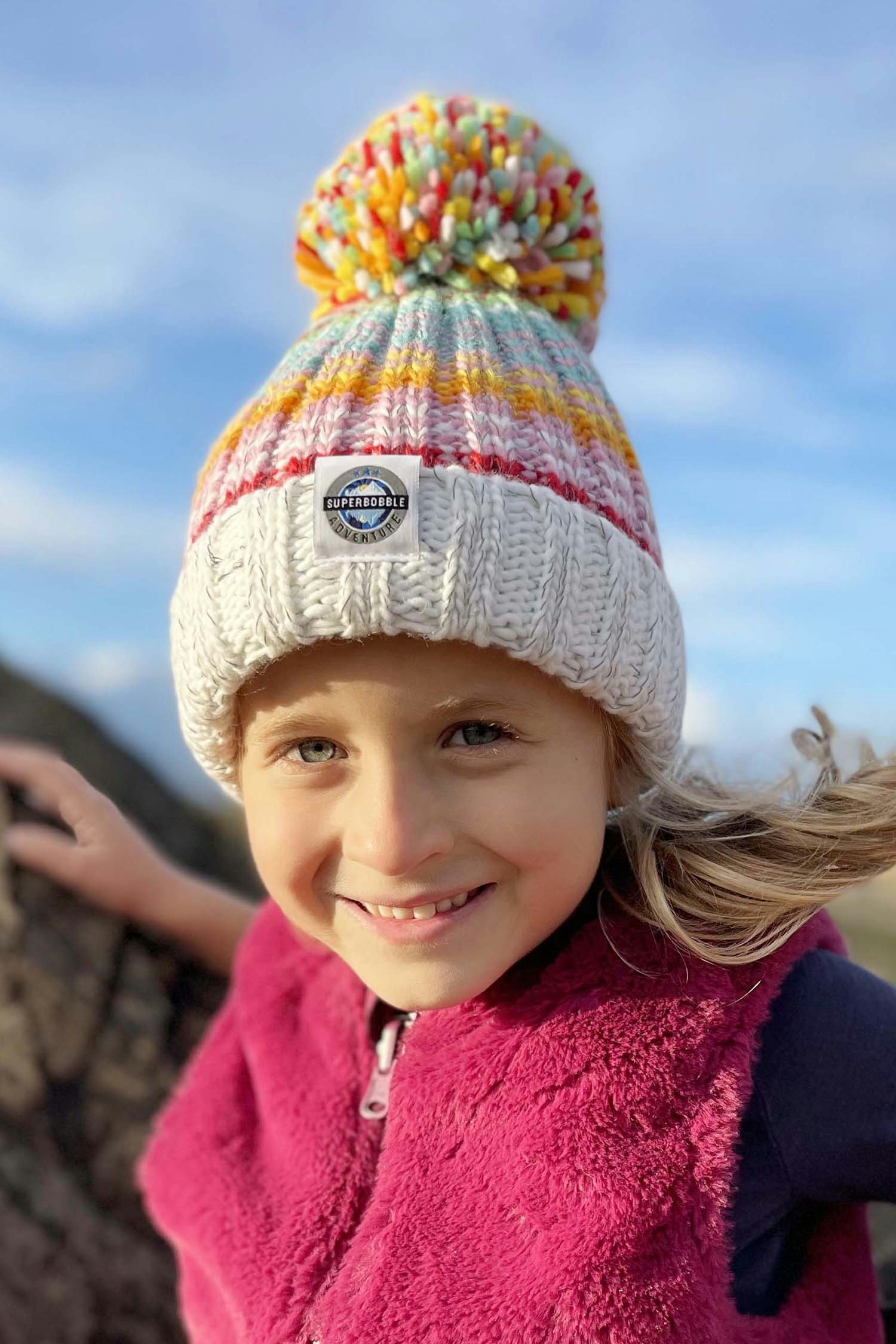 Superbobble Unisex Kids Cream Kids Aurora Rib Knit Hat