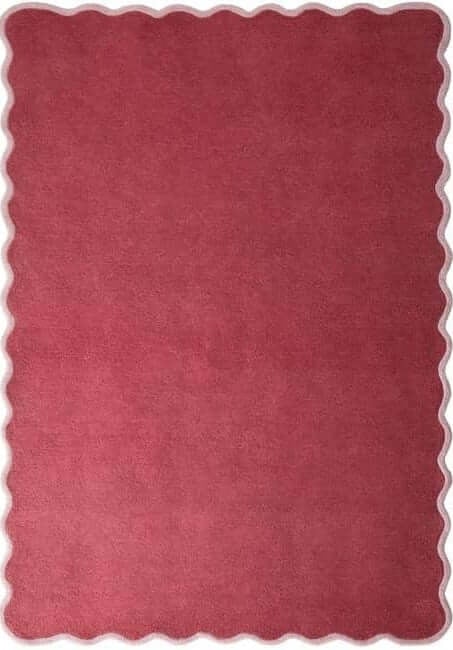 The Rugs Pink Wool Scalloped Rug Bordered Design - 200X290 Cm