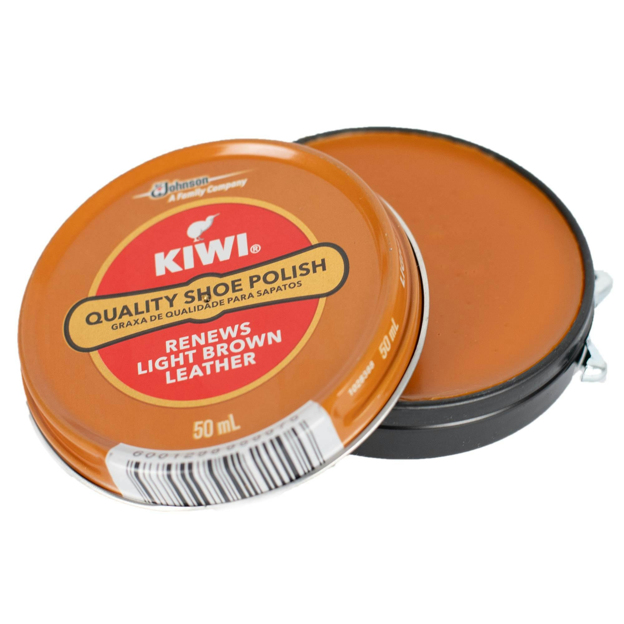 Kiwi Light/Brown Shoe Polish Wax - Classic Shine And Protection For Leather 50Ml
