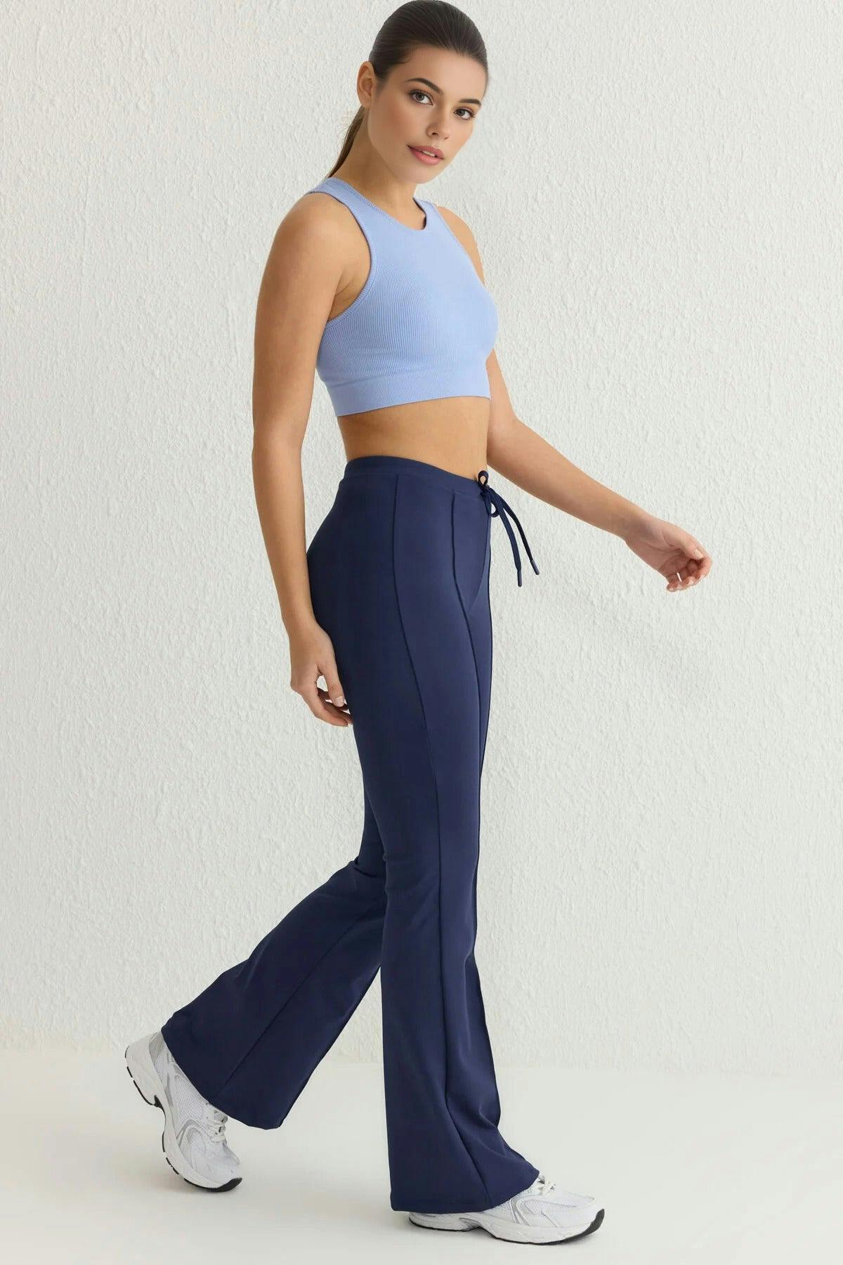 Wovcor Scuba Fabric Knitted Jogger With Tie Detail - Navy - Xs