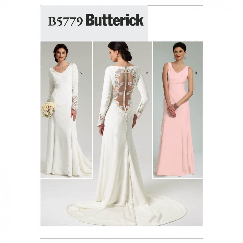 Butterick Women's Sewing Pattern 5779, Dresses, Wedding Dresses For 4-6-8-10-12 - Advanced - 12-14-16-18-20
