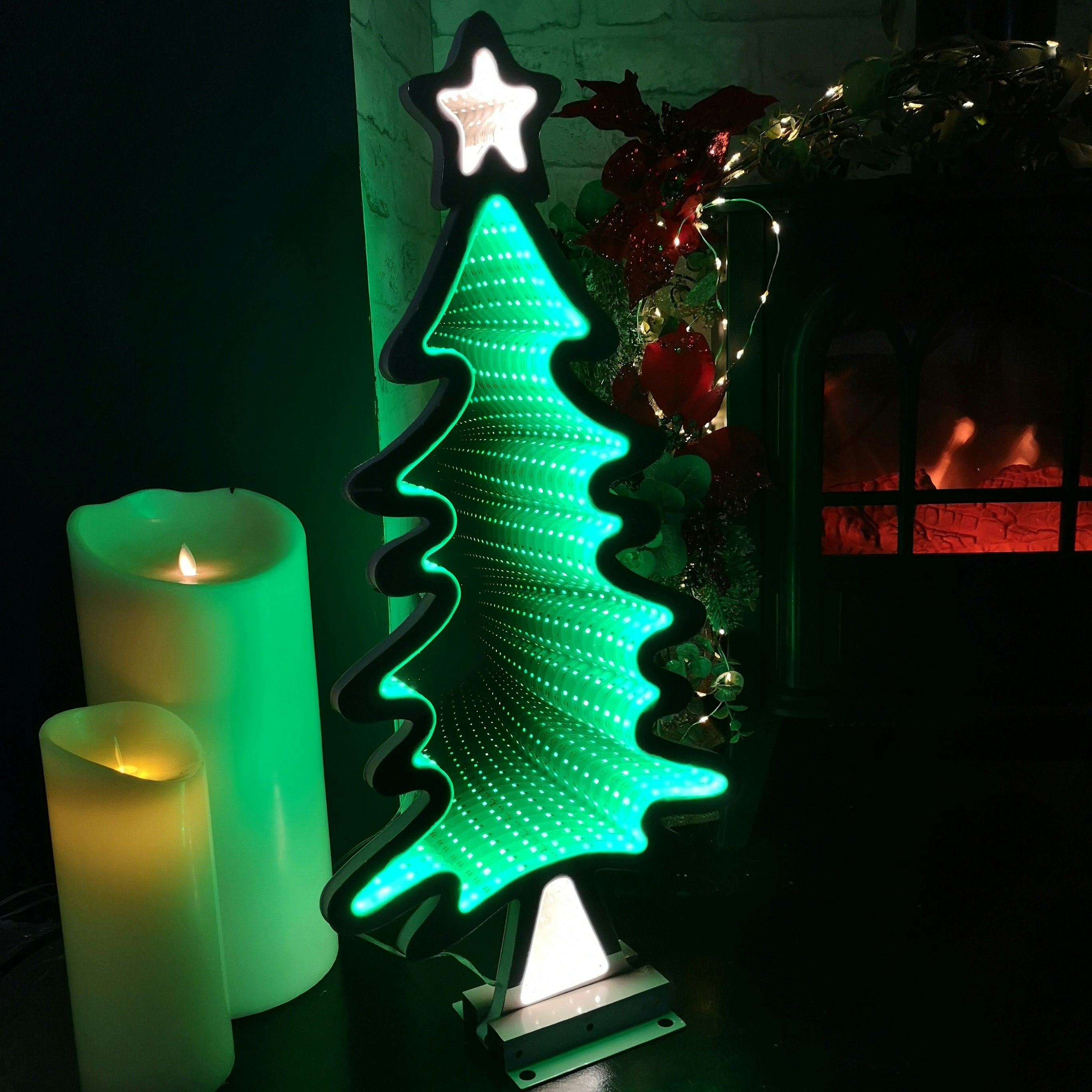 Samuel Alexander Unisex Green 60Cm Light Up Christmas Tree Infinity Decoration With Leds On Metal Base - Image 7