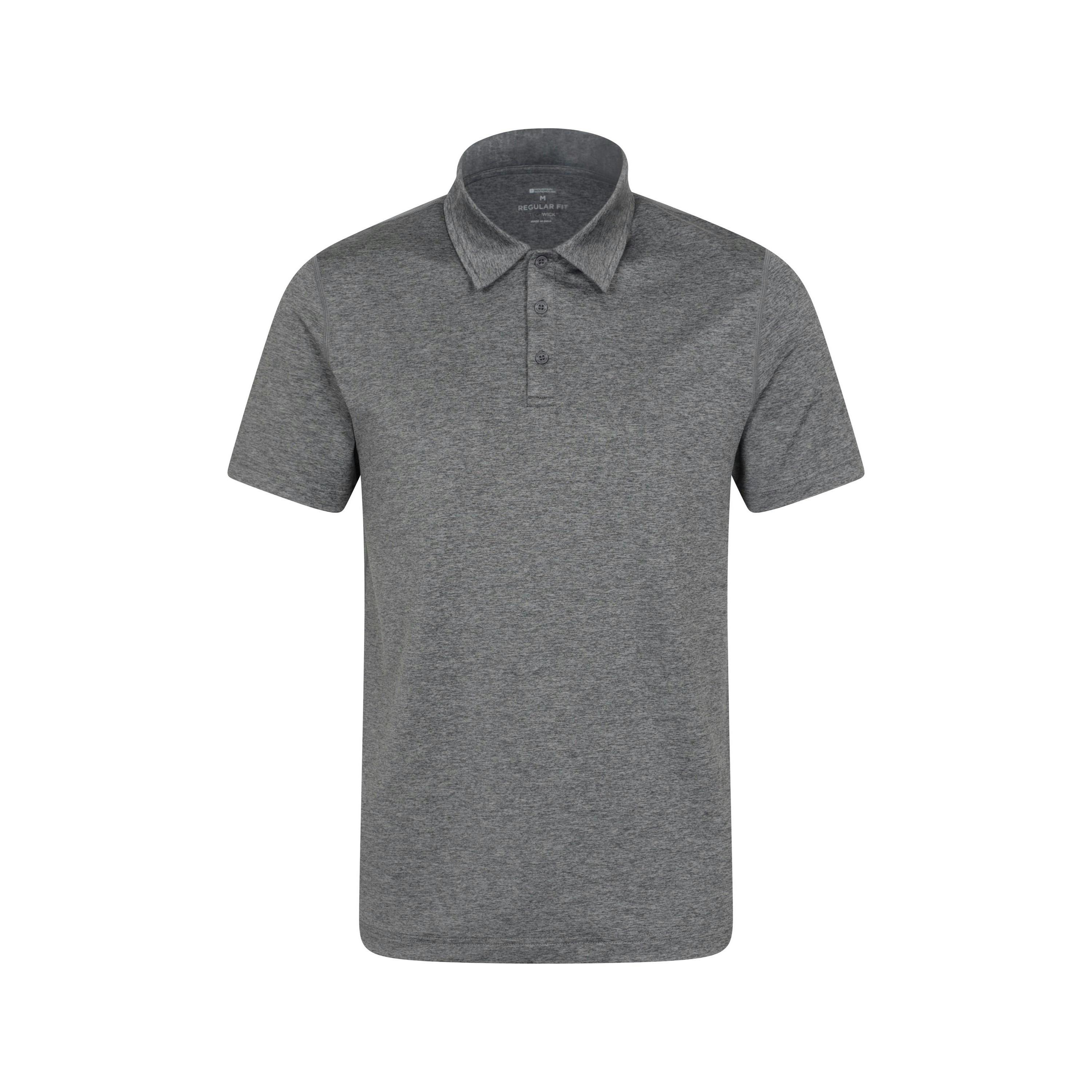 Mountain Warehouse Men's Deuce Isocool Polo Shirt - Charcoal - M - Charcoal - 92% Polyester/8% Elastane