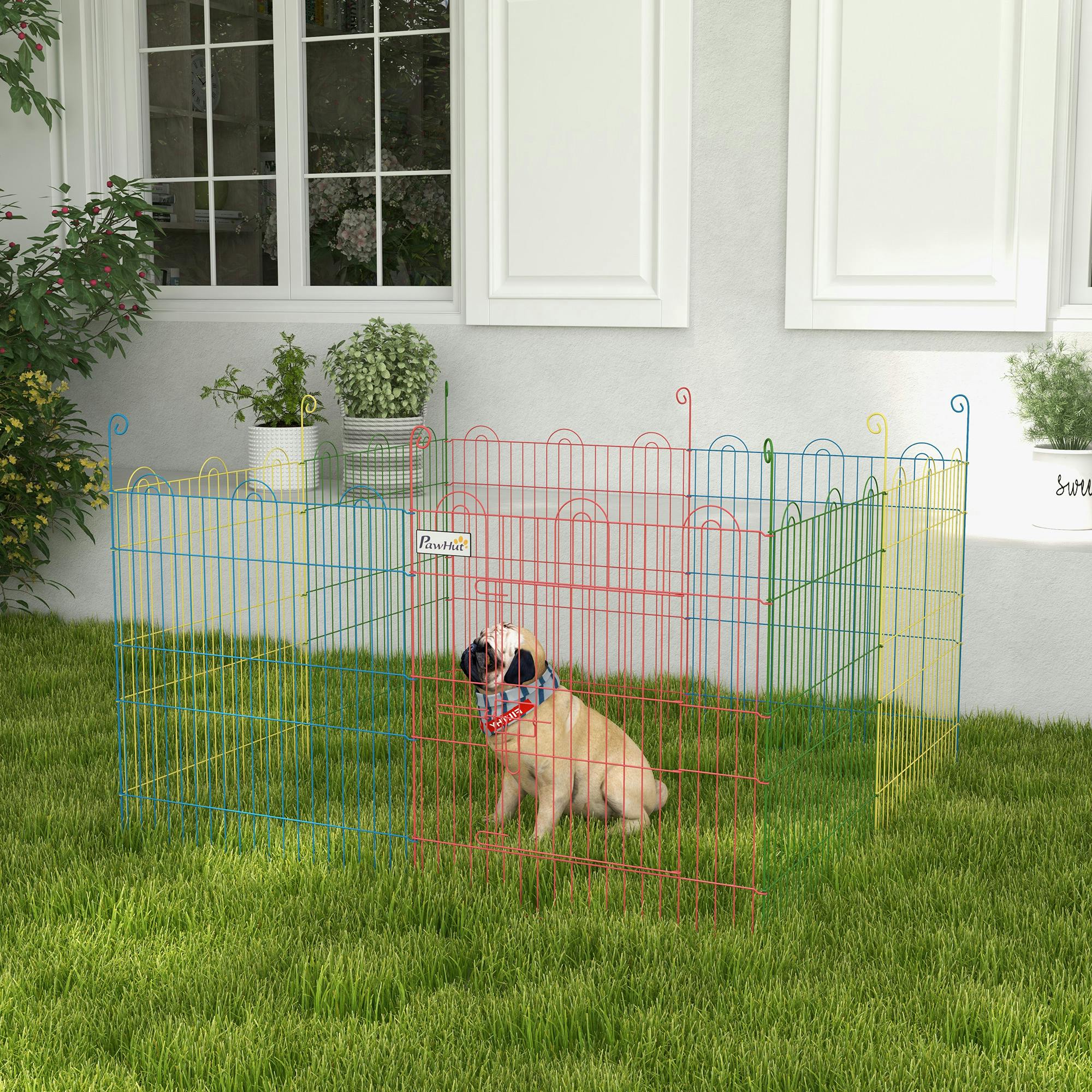 Pawhut Pet Playpen Dog Puppy Crate Kennel W/ Door, 60H X Φ156cm