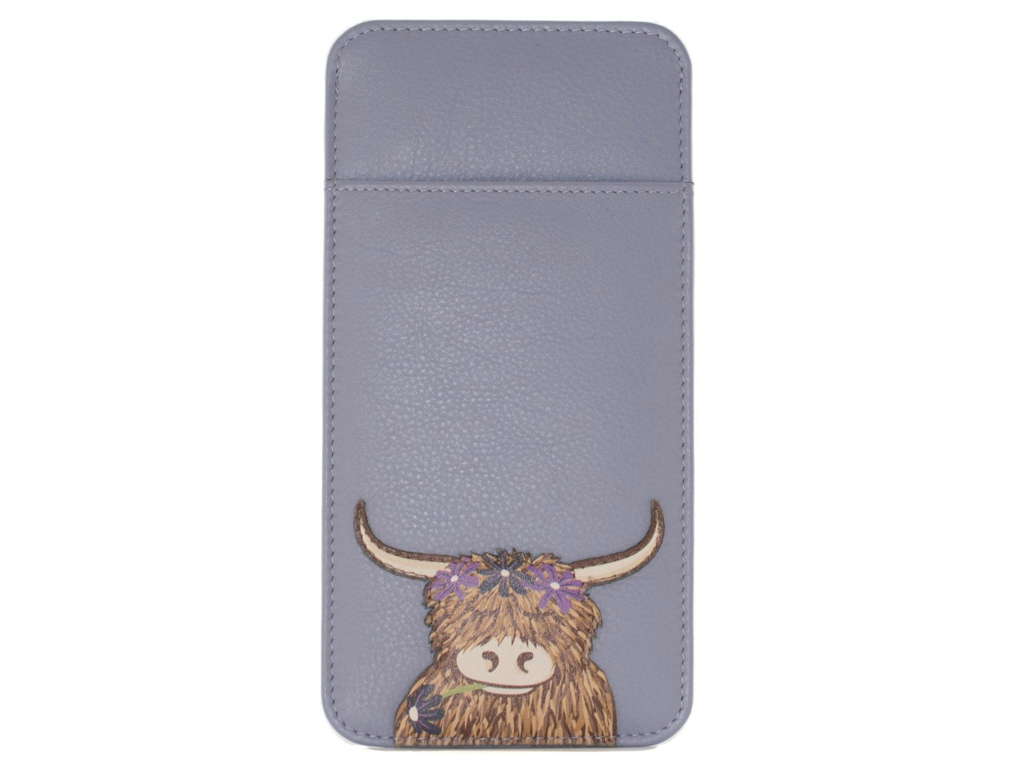 Mala Leather Lilac Highland Cow Leather Glasses Case - Leather - One Size