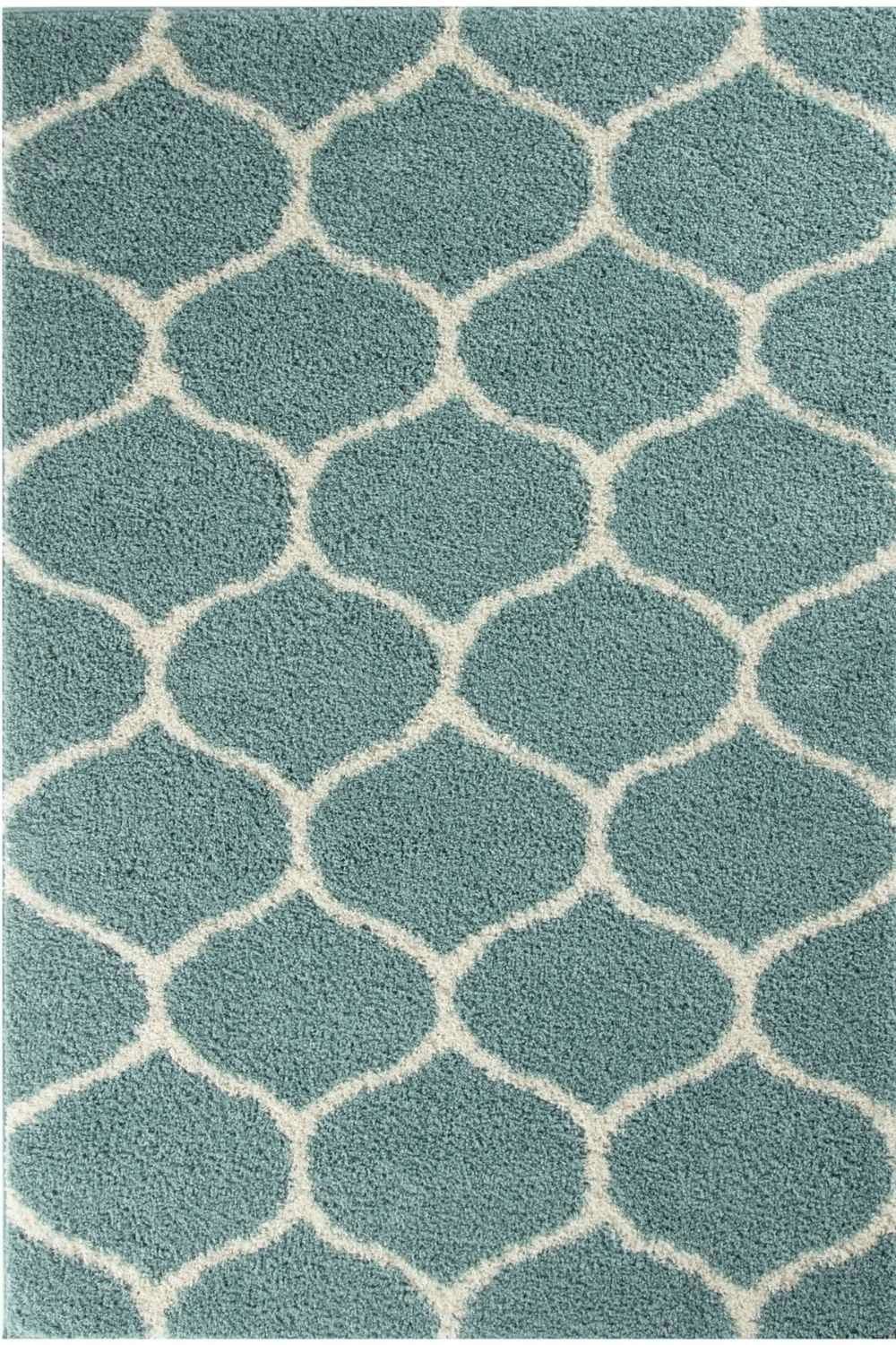 The Rugs Blue Moroccan Duck Egg Shaggy Rug | 650 - 140X200 Cm