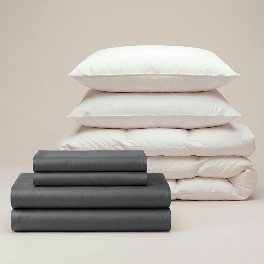 Rackhams Dark/Grey Sateen Move-In Bedding Set - S.king - King