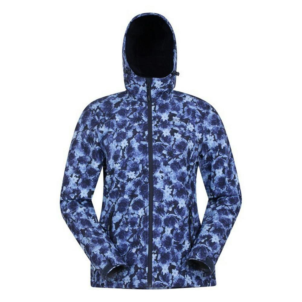 Mountain Warehouse Women's Light/Blue Exodus Floral Soft Shell Jacket - Navy/ - 4 Uk - Navy/ - 96% Polyester/4% Elastane