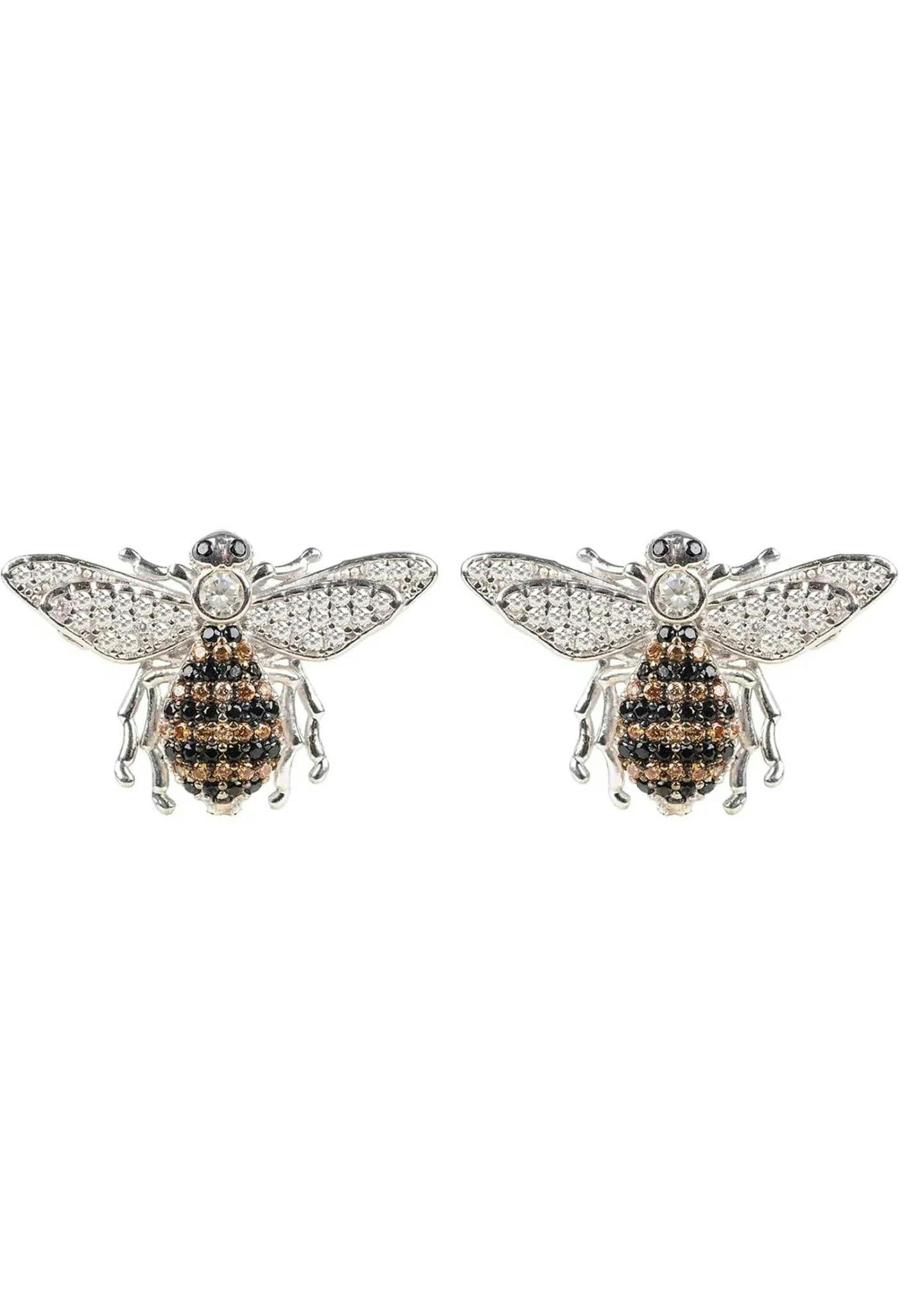 Latelita Silver Honey Bee Stud Earrings