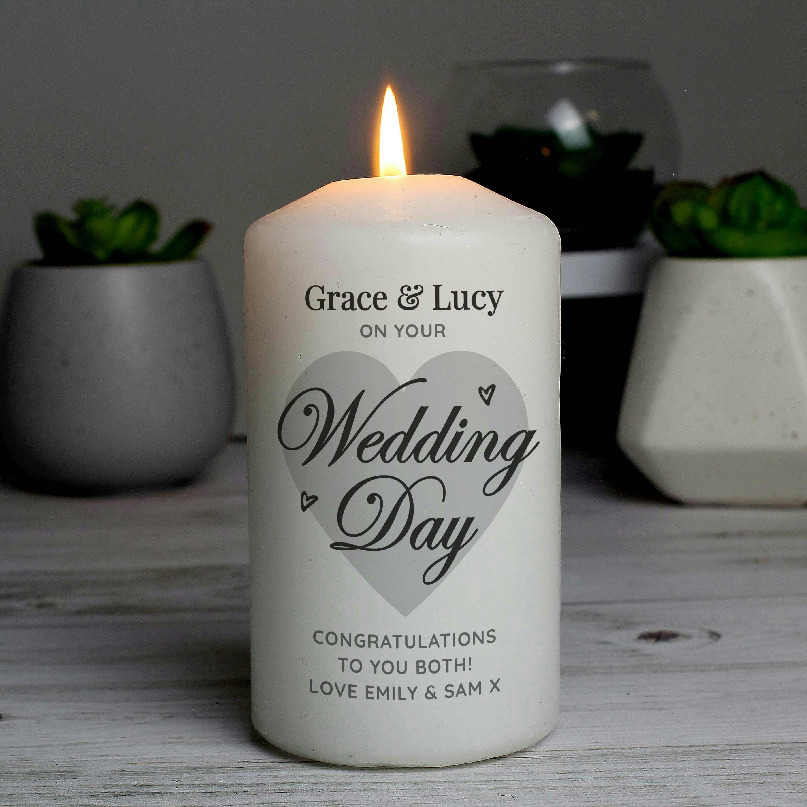 Rackhams Personalised On Your Wedding Day Pillar Candle