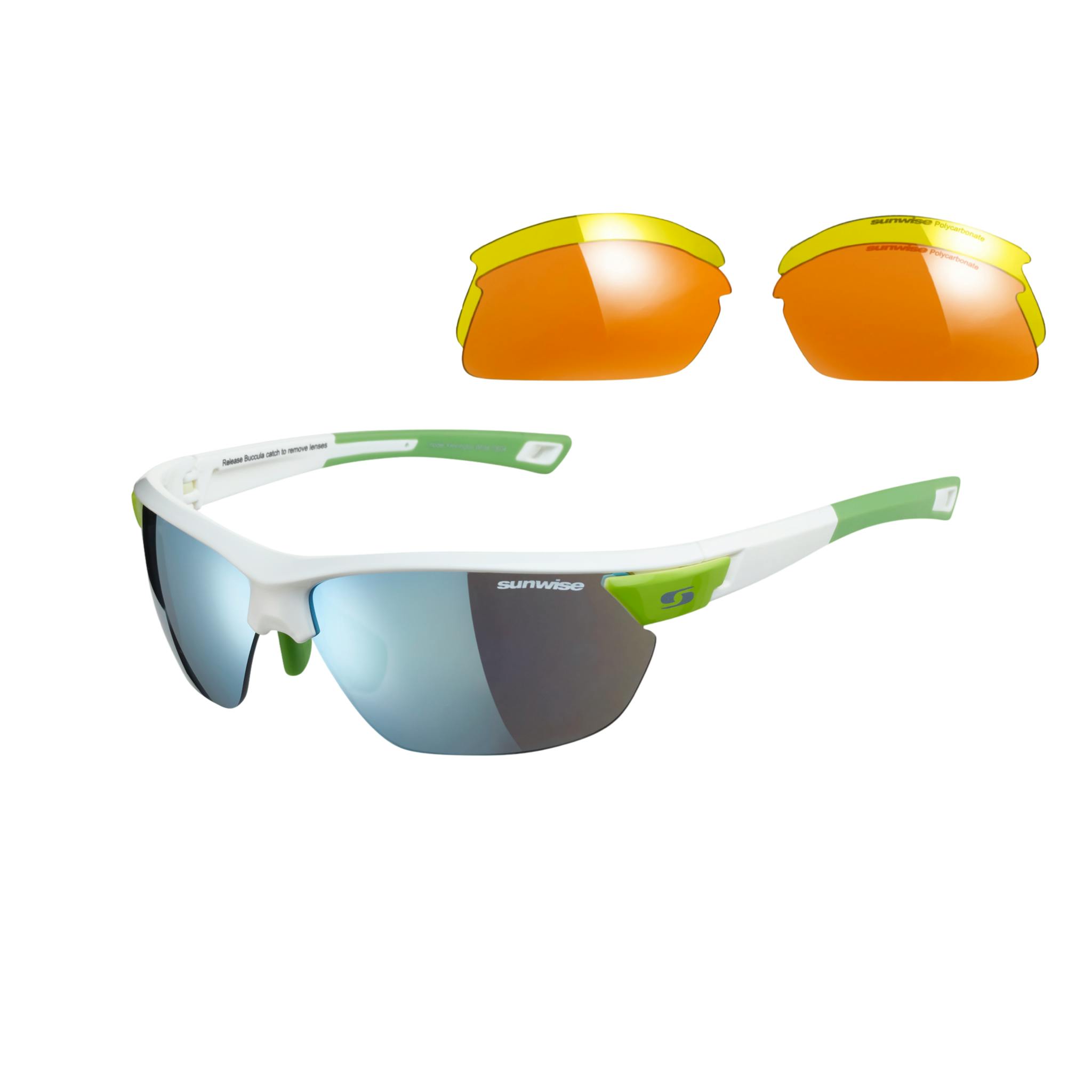 Sunwise Light/White/Green Kennington Sports Sunglasses - Category 1-3