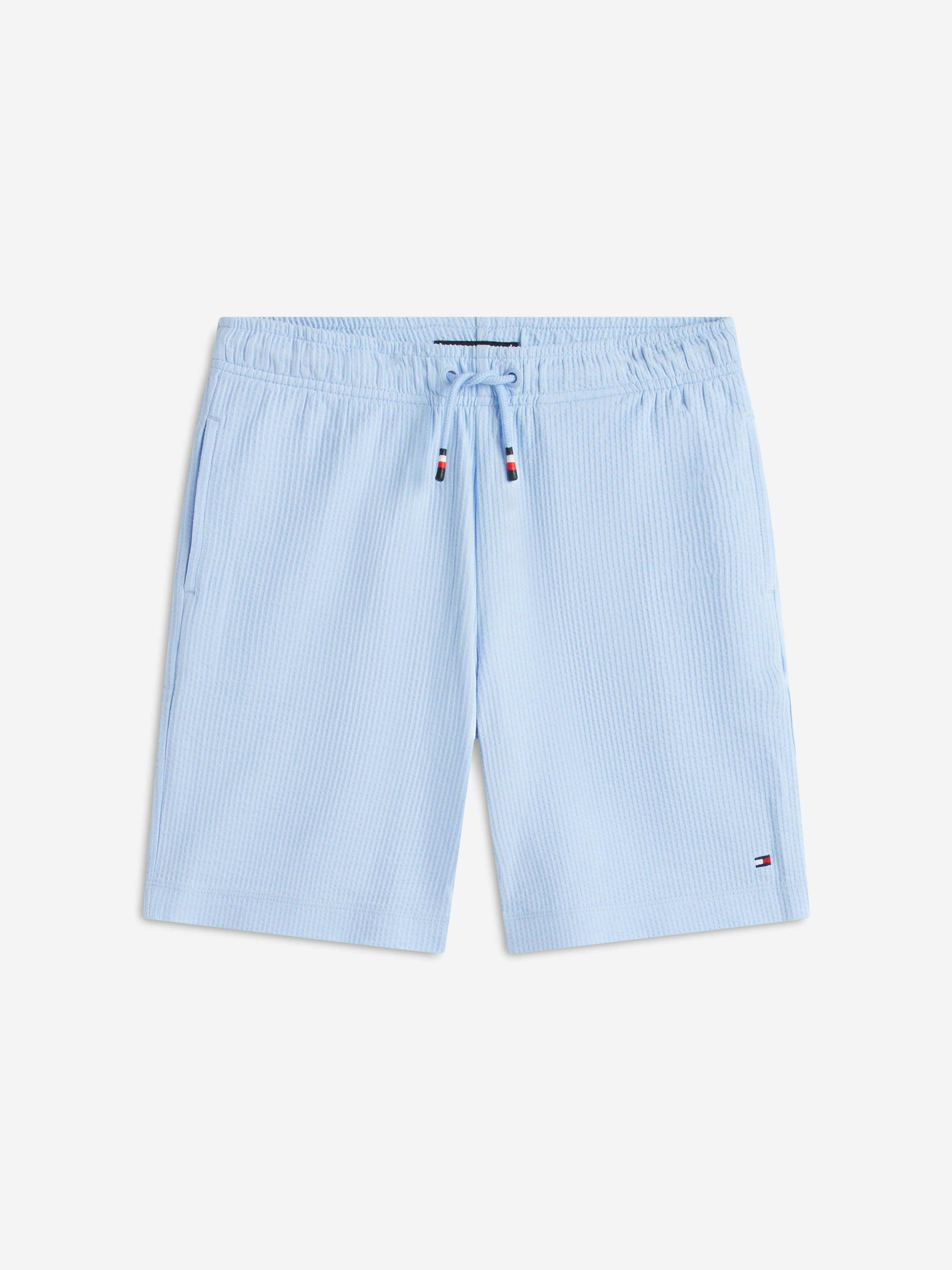 Tommy Hilfiger Boys Blue Jersey Seersucker Sweat Shorts In - Navy - 8 Yrs