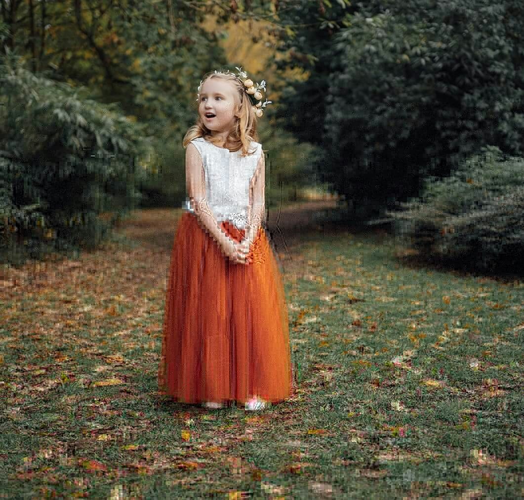 Uk Flower Girl Boutique Girls Orange Uk Flower Boutique Felicity Couture - Burnt - 6/12 Months