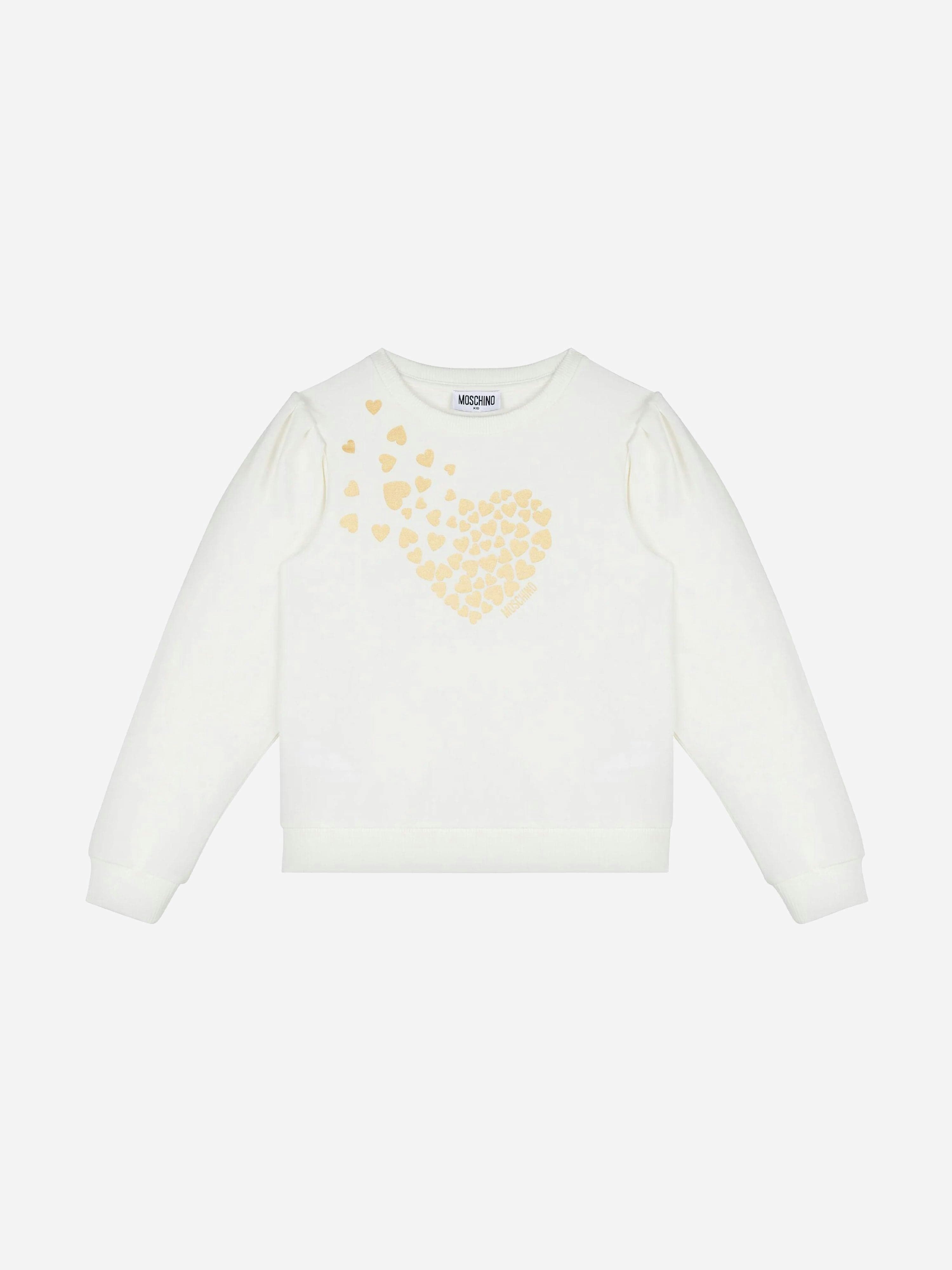 Moschino Kids Girls Ivory Moschino Heart Logo Sweatshirt In - 10 Yrs