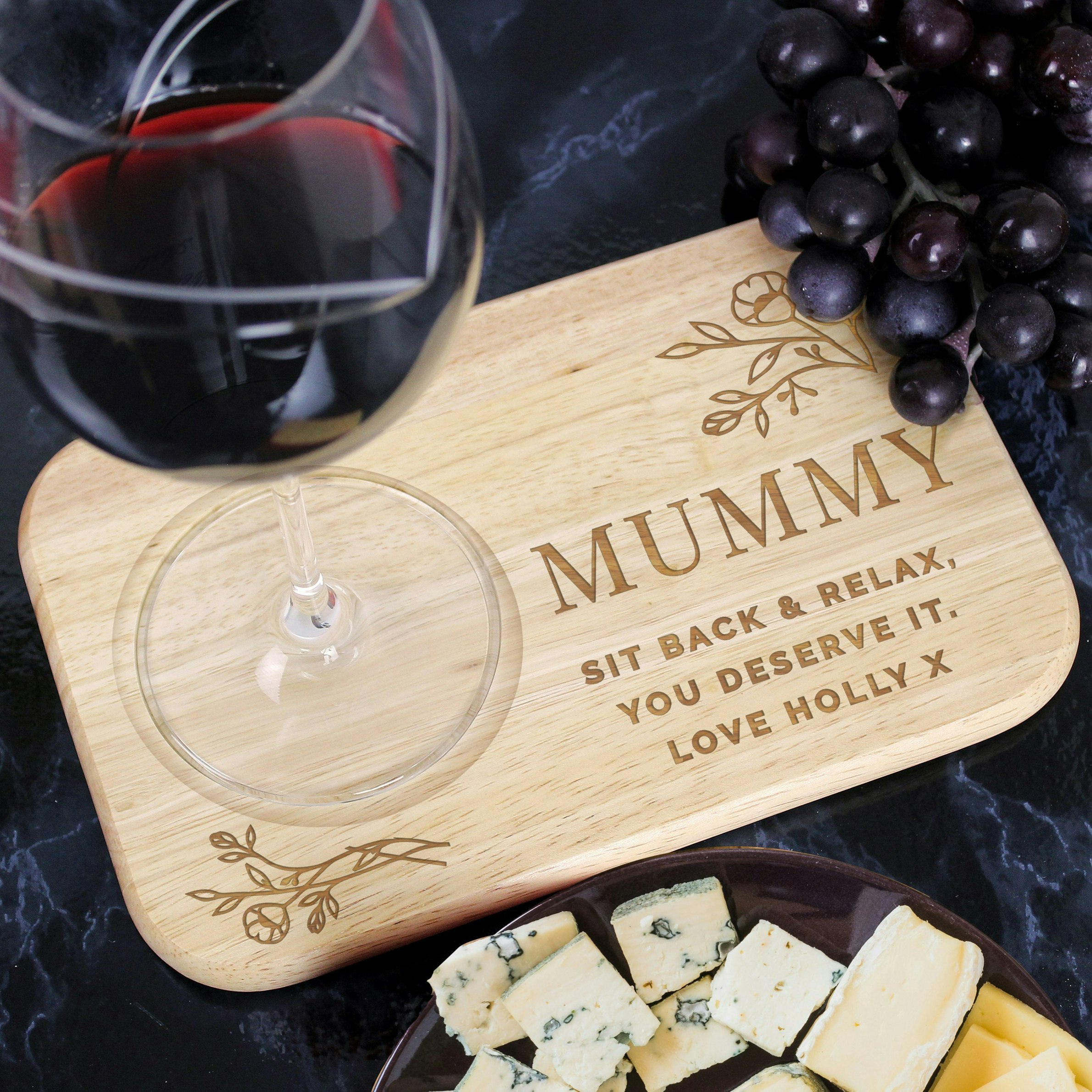 Rackhams Personalised Floral Wooden Coaster Tray