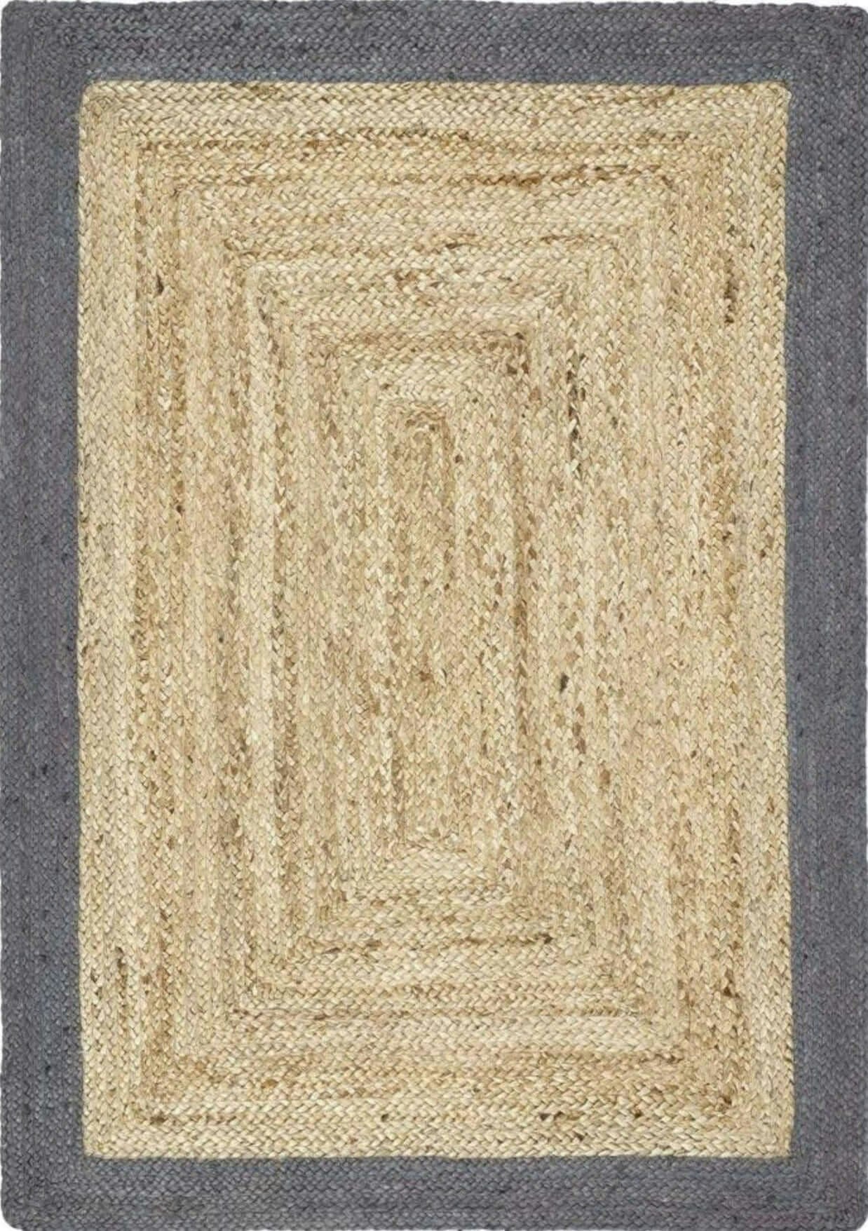 The Rugs Grey Bordered Jute Rug - 160X230 Cm