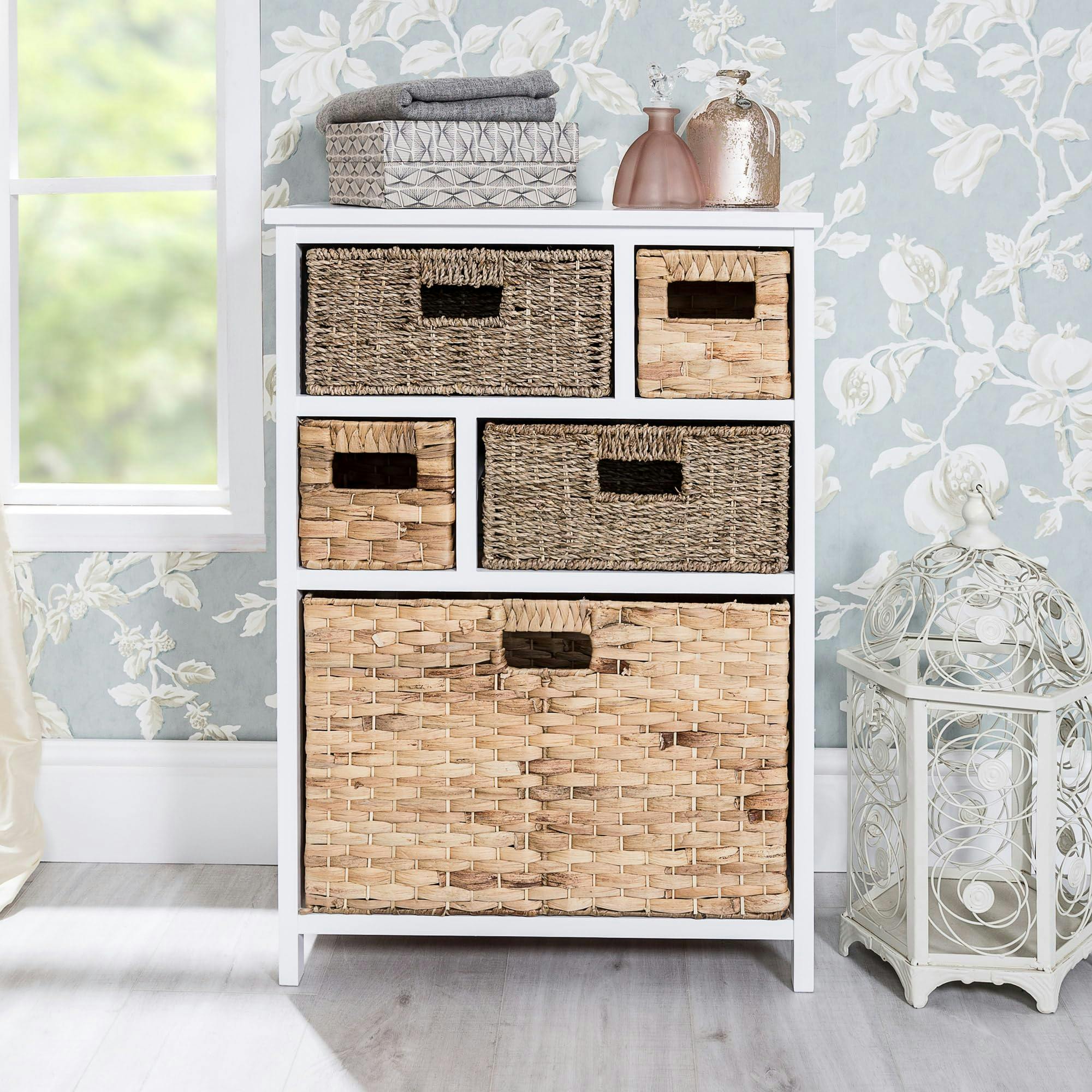 Photos - Hallway Furniture Rackhams Tetbury 5 Drawer Storage Unit with Baskets Assembled - Natural Baskets
